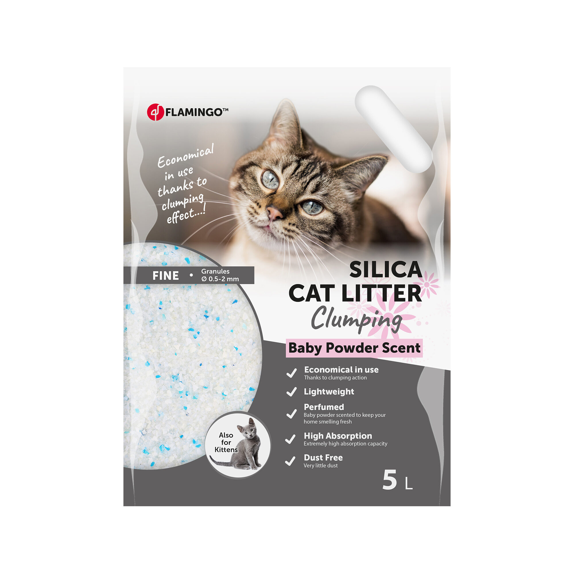 Flamingo Litière pour chats Silica - 5 L