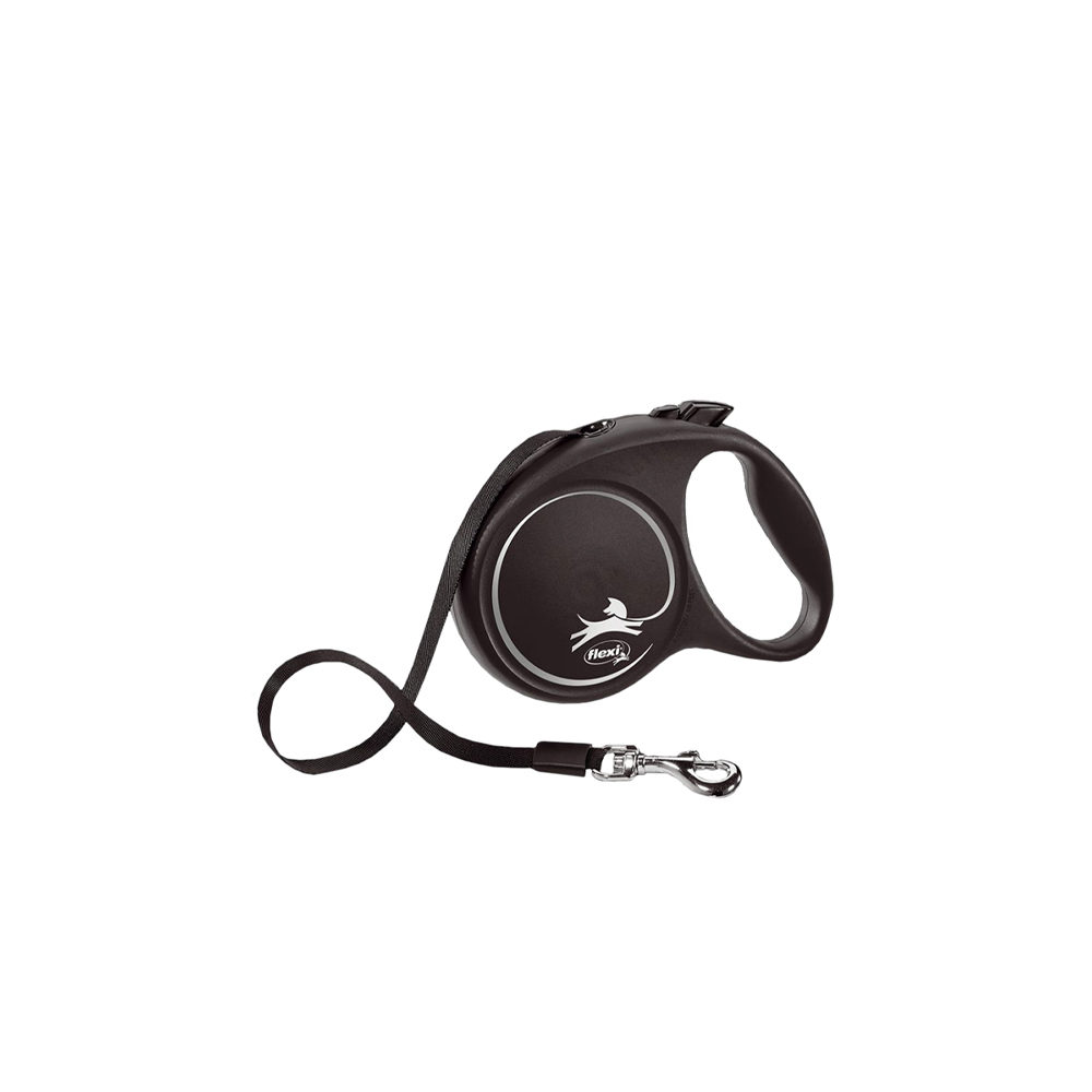 Flexi Dog Lead Black Design - S