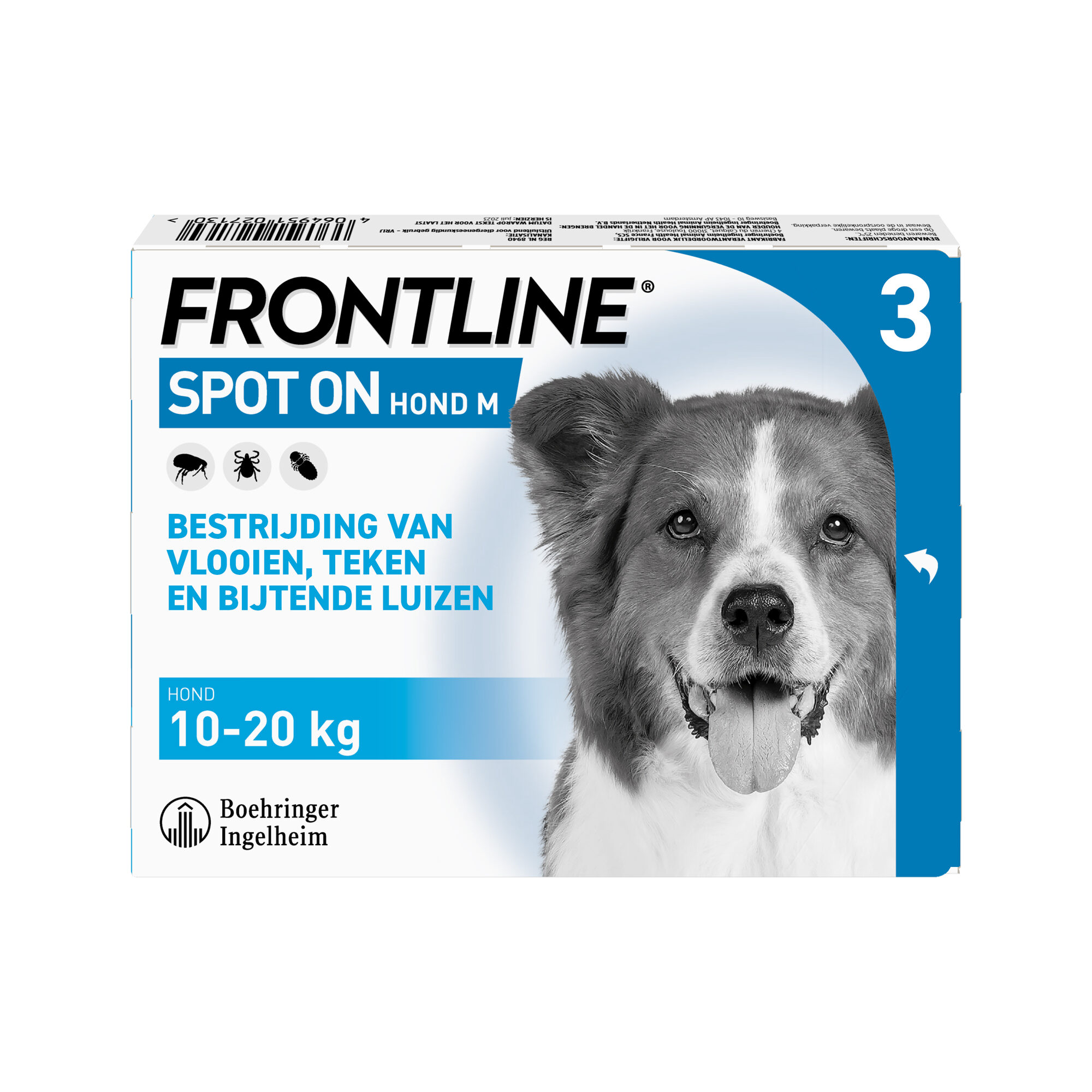 Frontline Spot On hond M (10-20 kg) - 3 pip.