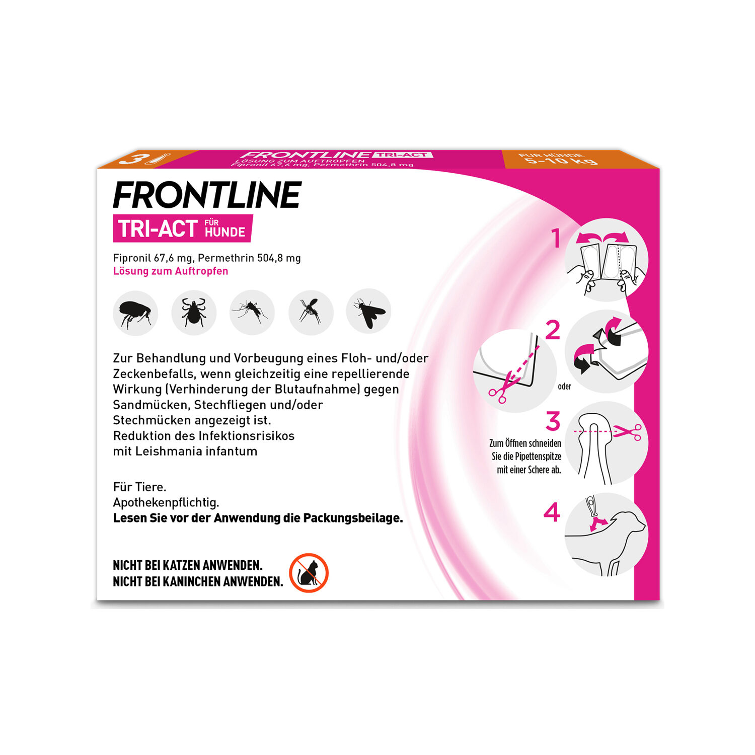 Frontline Tri-Act gegen Zecken, Flöhe und fliegende Insekten für Hunde x