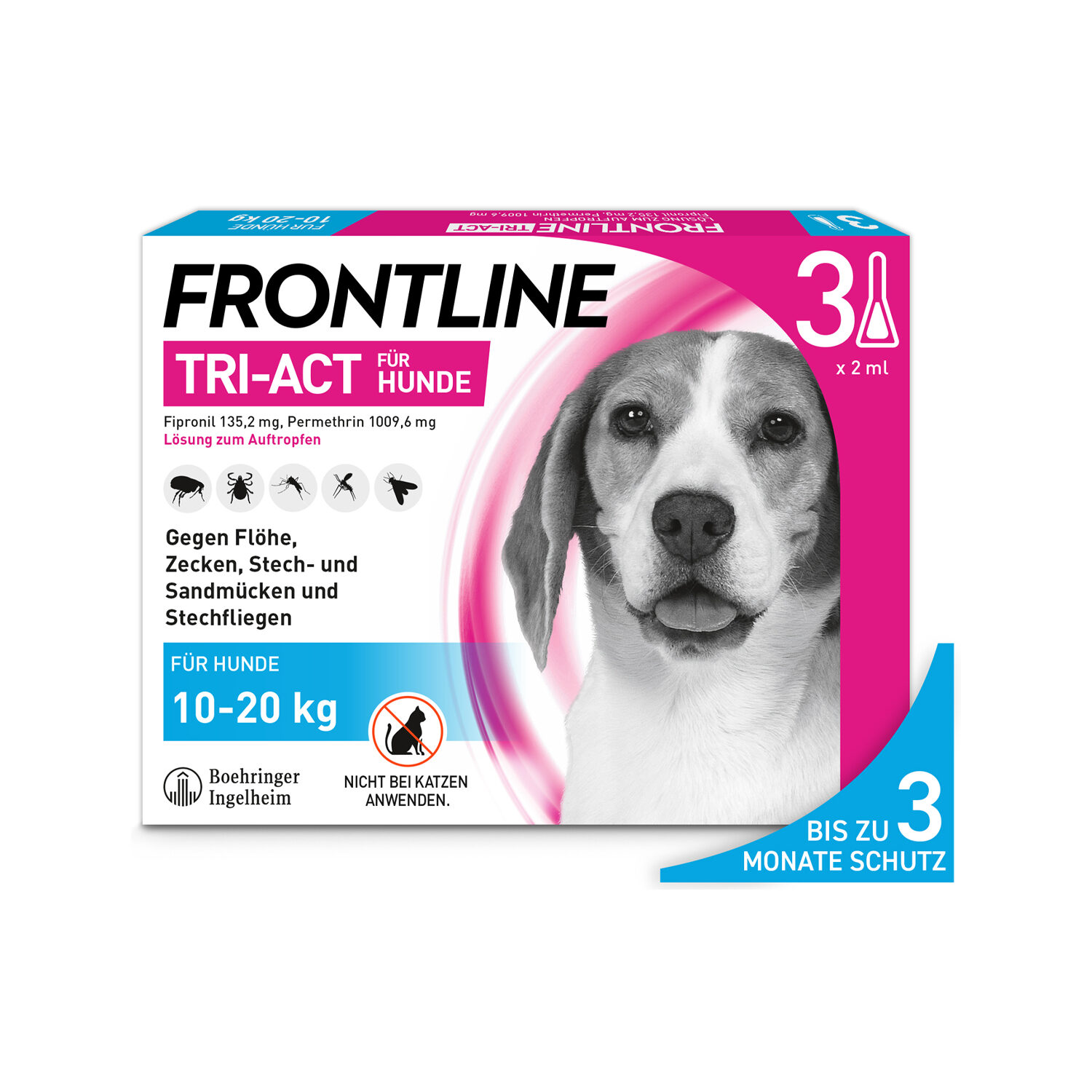 Frontline Tri-Act gegen Zecken, Flöhe und fliegende Insekten für Hunde x
