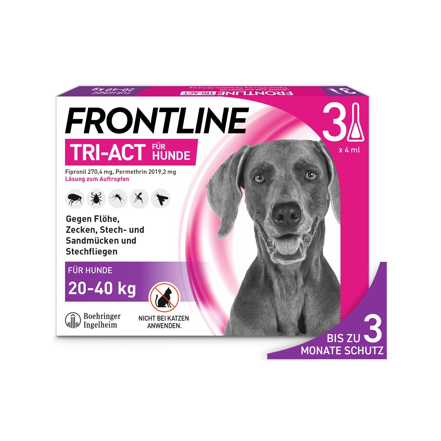 Frontline Tri-Act gegen Zecken, Flöhe und fliegende Insekten für Hunde x