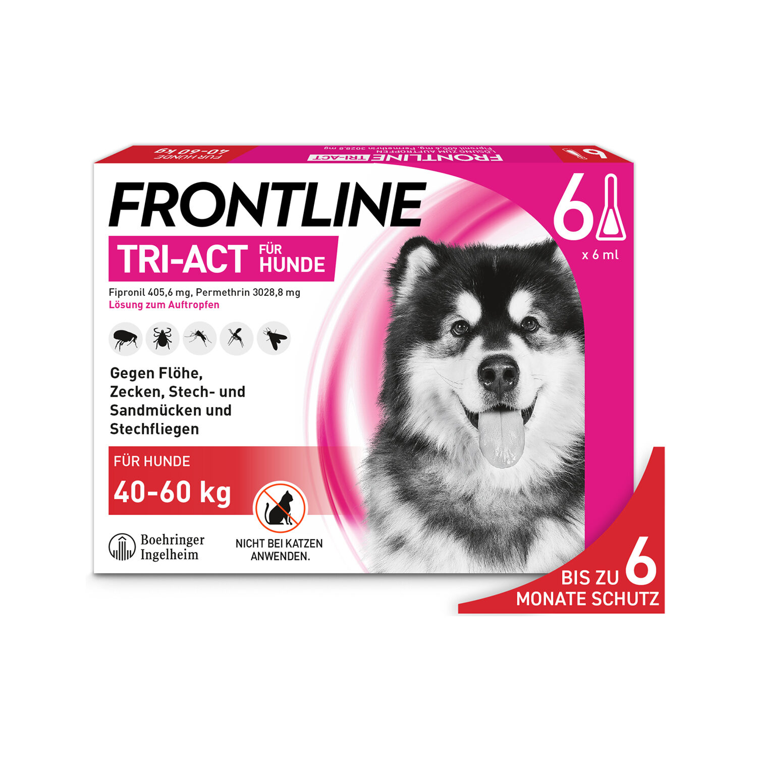 Frontline Tri-Act gegen Zecken, Flöhe und fliegende Insekten für Hunde x