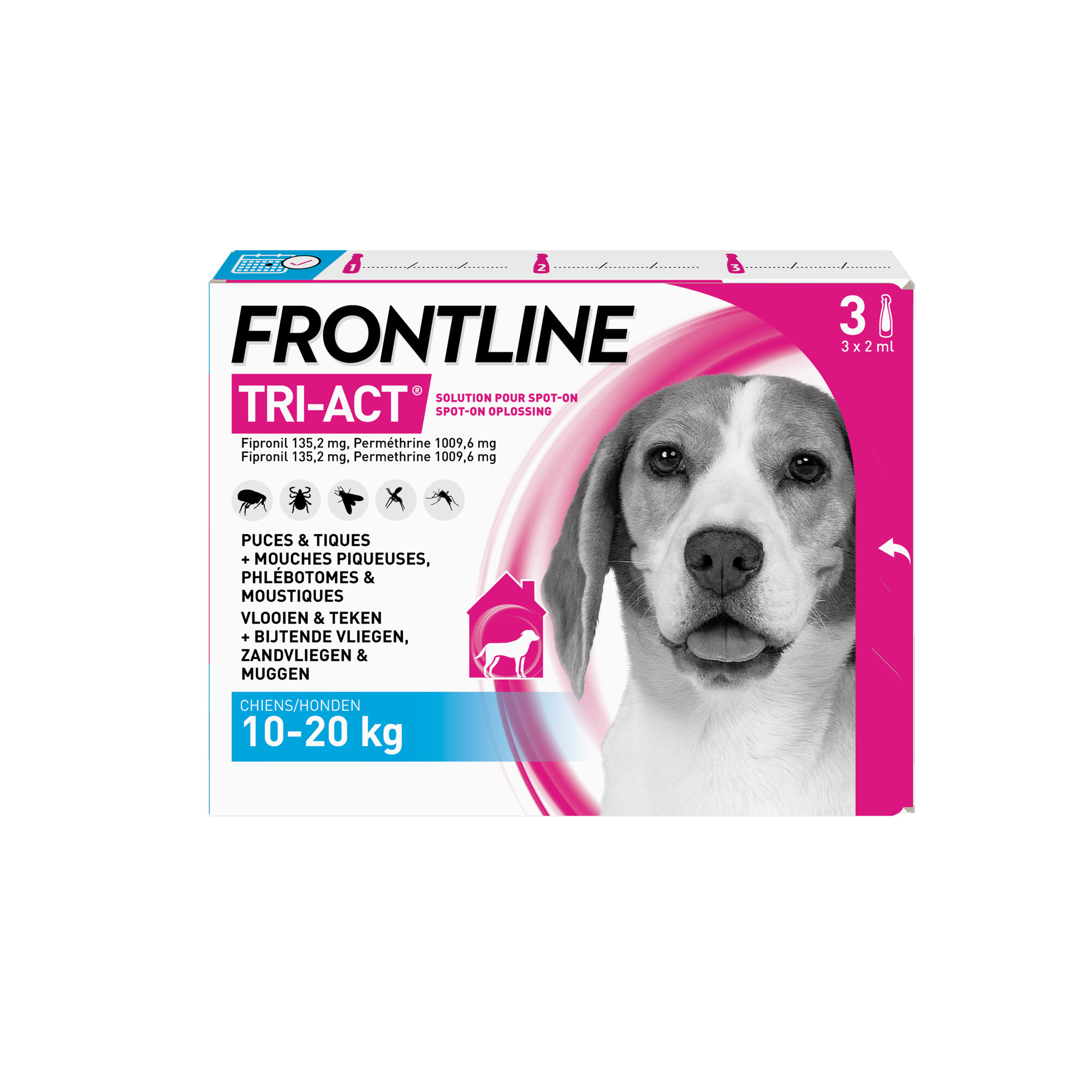 Frontline Tri-Act voor honden 10-20 kg - 3 pipetten 