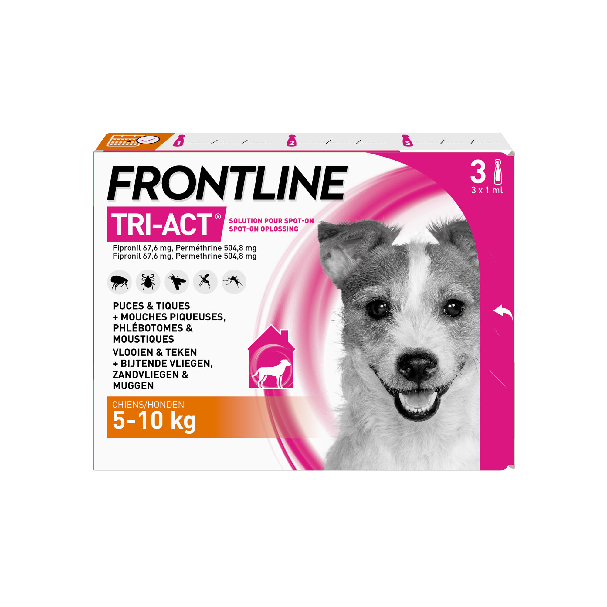 Frontline Tri-Act voor honden 5-10 kg - 3 pipetten 