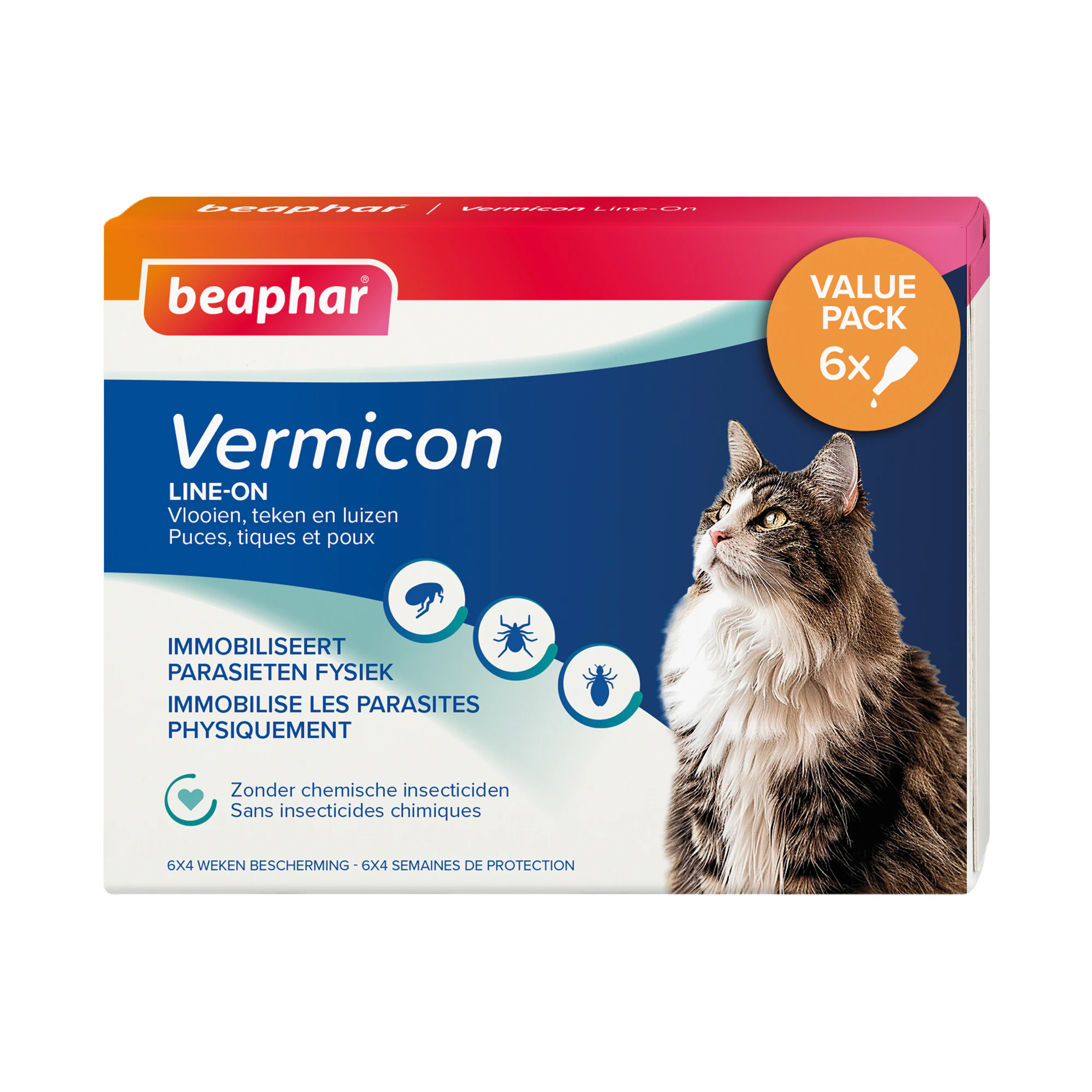 Beaphar Vermicon Line-On Kat - 6 pipetten