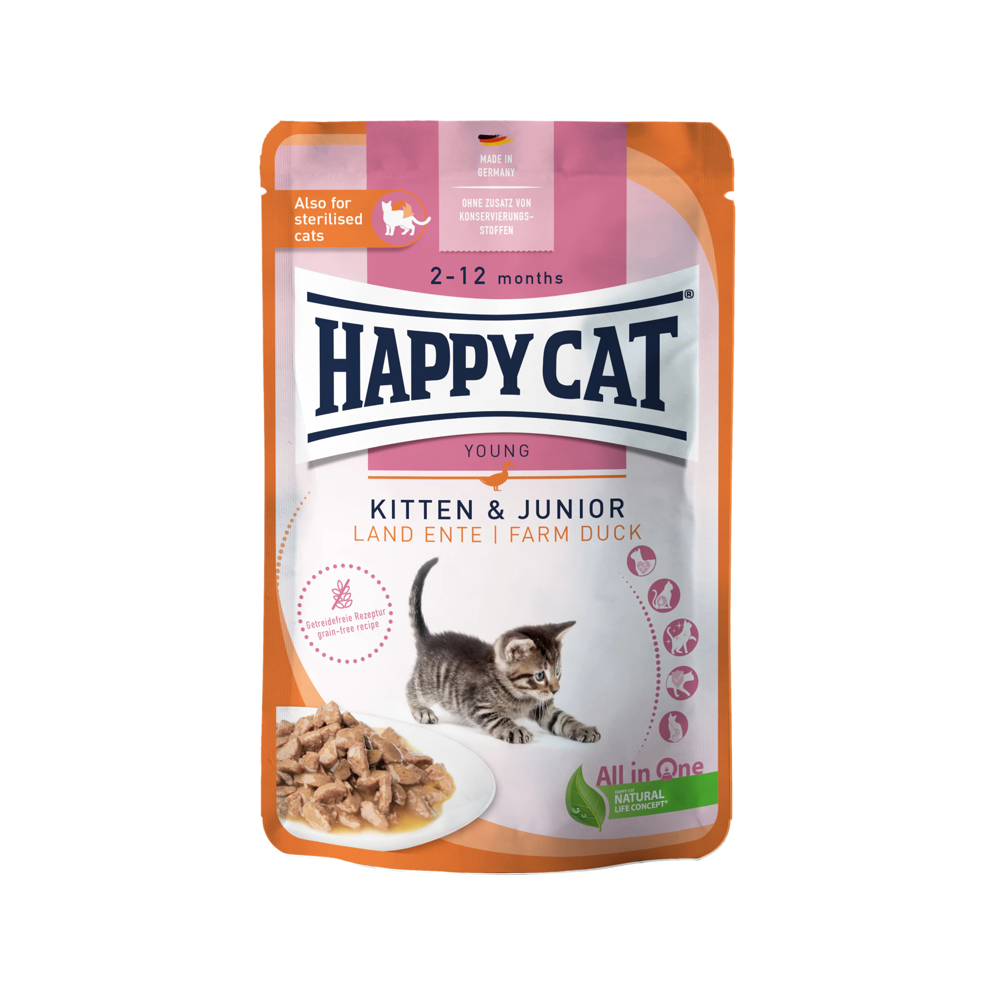 Happy Cat Kitten & Junior - Canard - 20 x 85 g