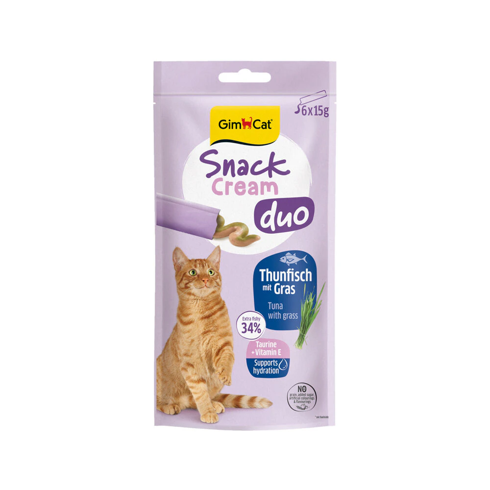 GimCat Snack Cream - Tuna with grass - 6 x 15 g
