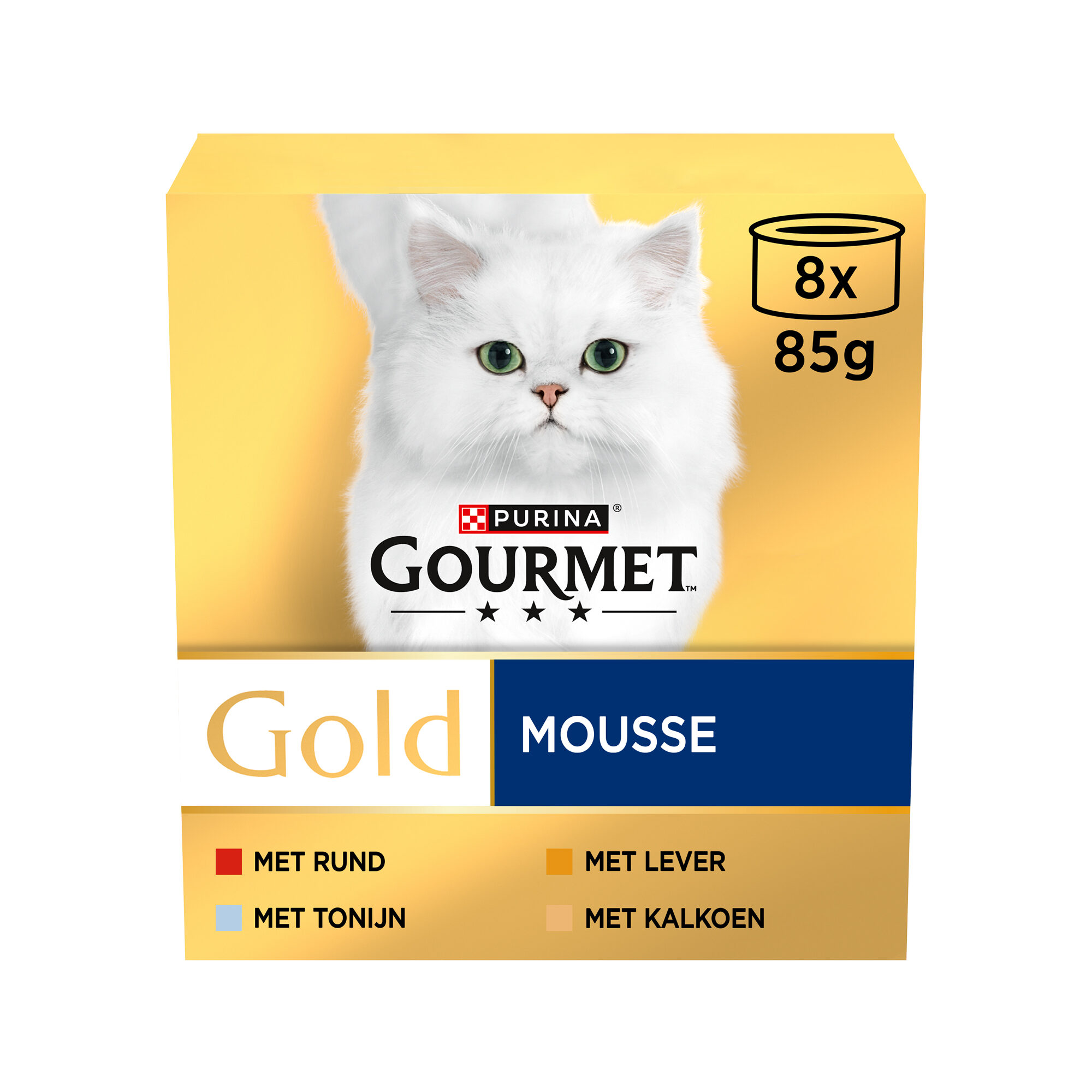 Gourmet Gold Mousse - Rund, lever, tonijn & kalkoen - 8 x 85 g