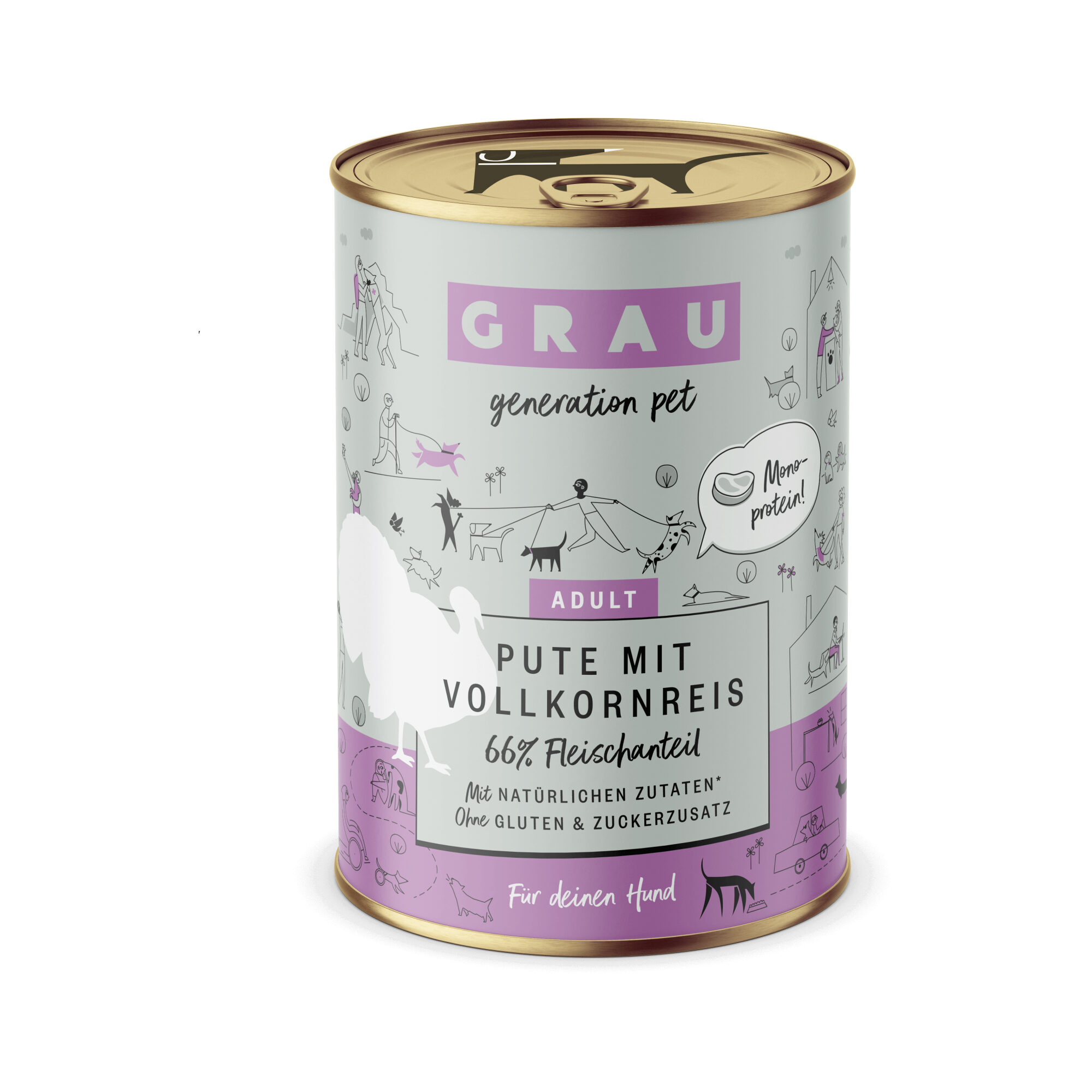 Grau Adult Glutenfreies Hundefutter - Truthahn mit Vollkornreis - Dose |  Medpets.de