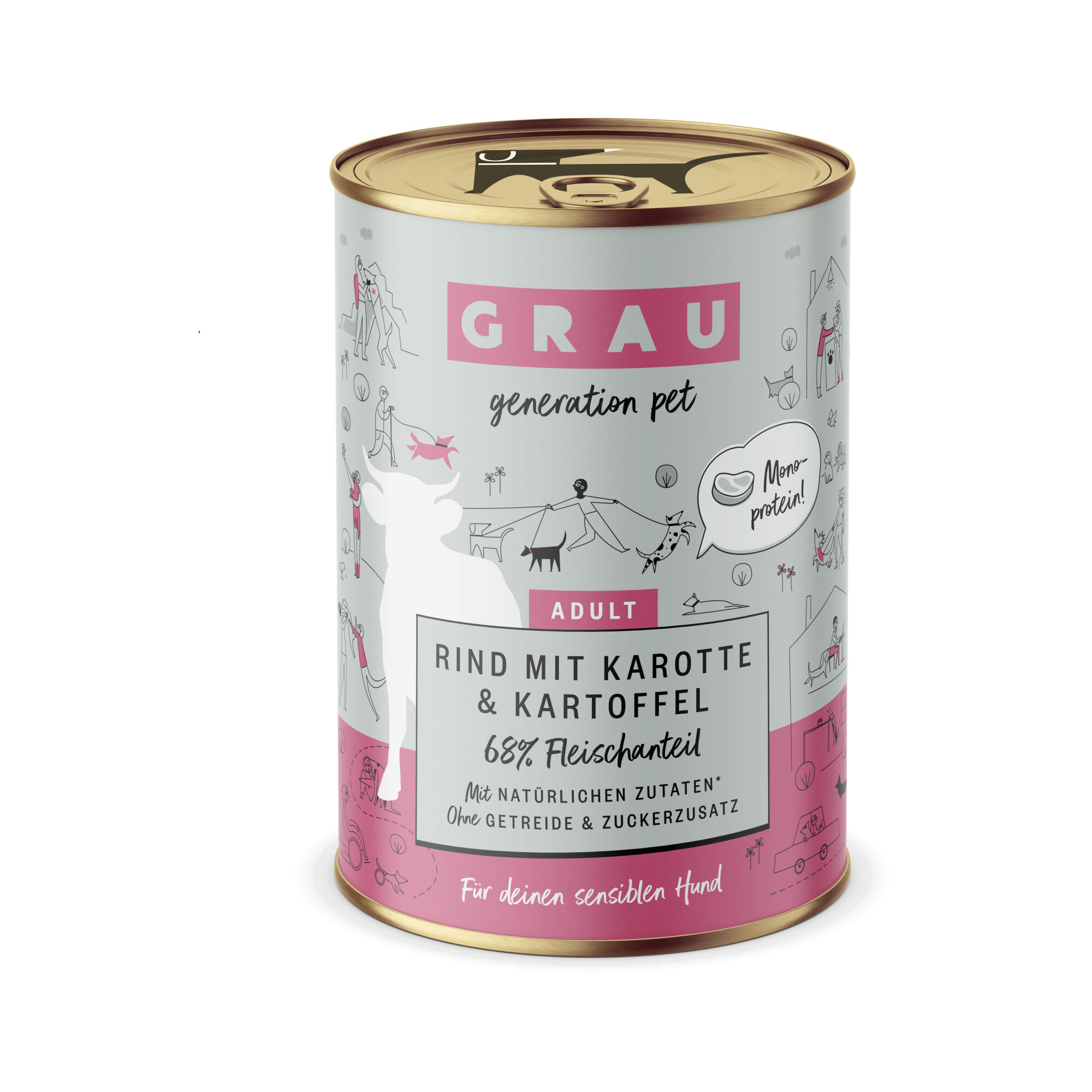 Grau Adult Glutenfreies Hundefutter - Rindfleisch mit Karotte und Kartoffel  - Dose | Medpets.de
