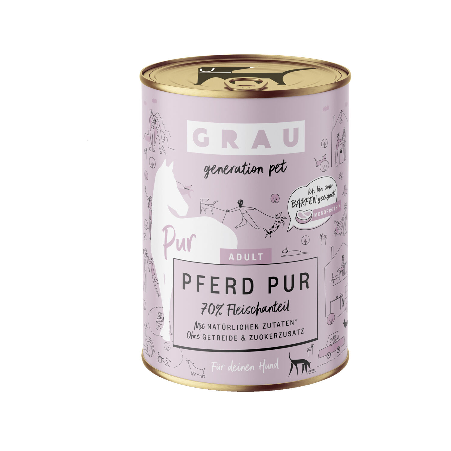Grau ADULT Puur Hondenvoer - Paard