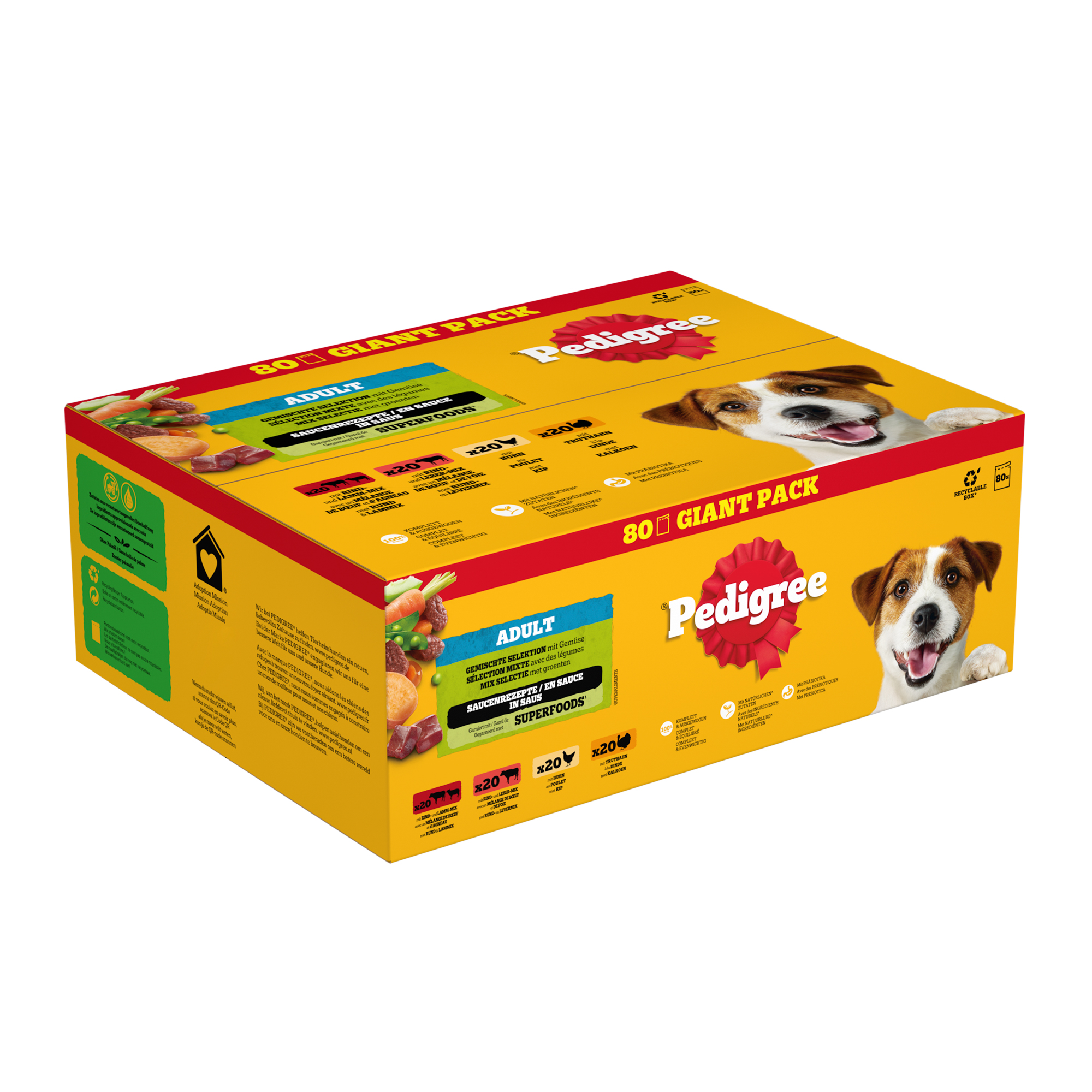 Pedigree Adult Sélection Mixte en Sauce Sachets Repas - 80 x 100 grammes