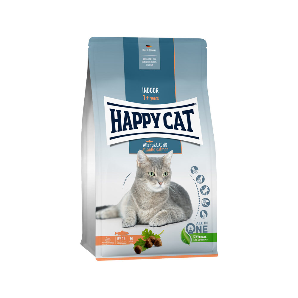 Happy Cat Indoor Nourriture pour Chat d’Intérieur - Saumon - 1,3 kg