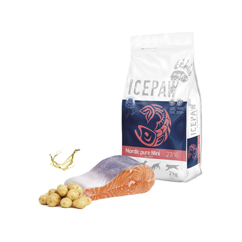ICEPAW Hundefutter Kombipaket – Premium Trockenfutter Nordic Pure (14 Kg) + Feuchtfutter Lachs + Snacks