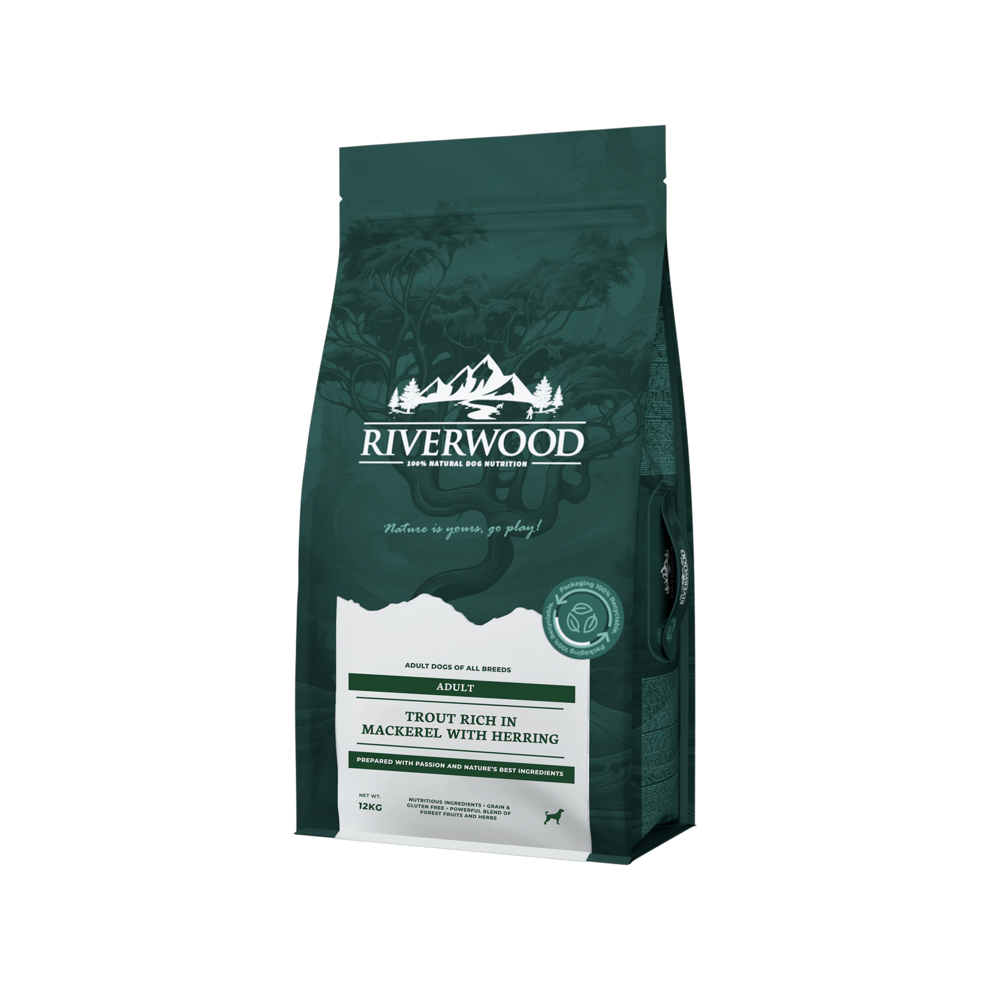 Riverwood Adult Dog - Pstrąg i Makrela ze Śledziem - 12 kg