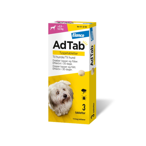 AdTab Hund - 112 mg - 2,5-5,5 kg - 2 x 3 tabletter