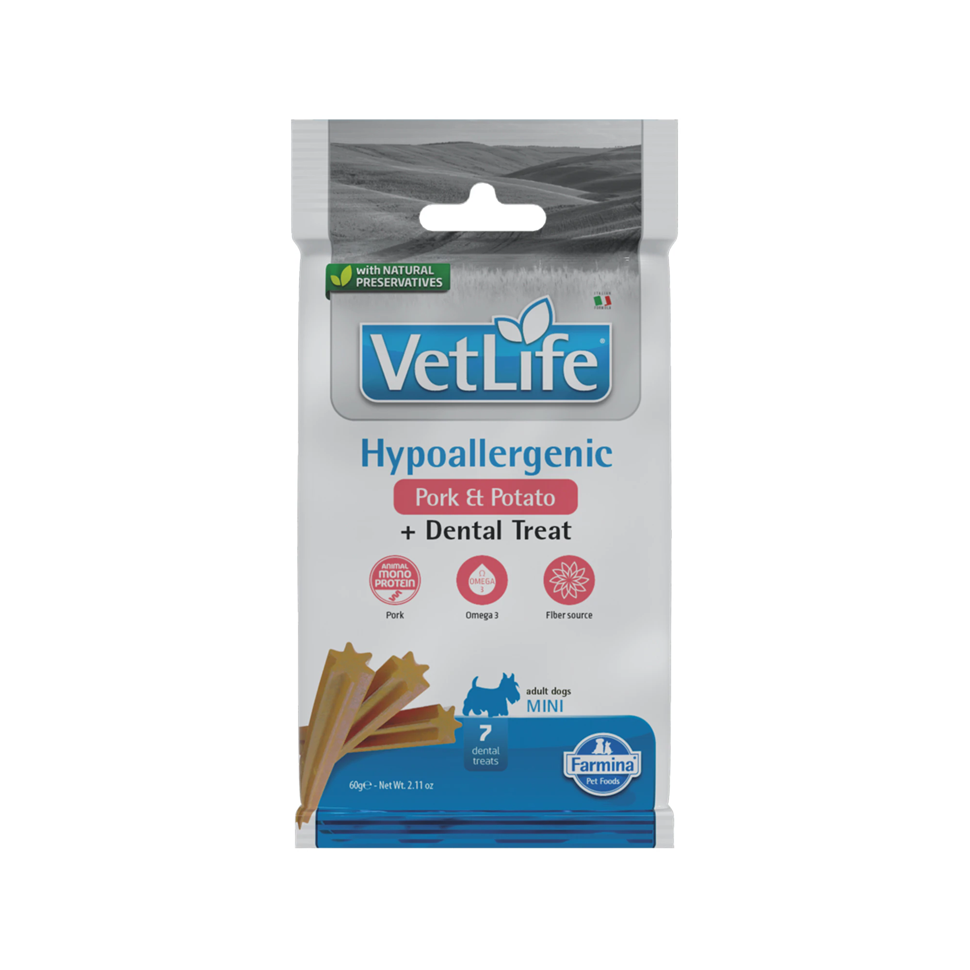 Farmina VetLife Dental Treats Hypoallergenic - Cerdo y Patata - Mini - 60 g