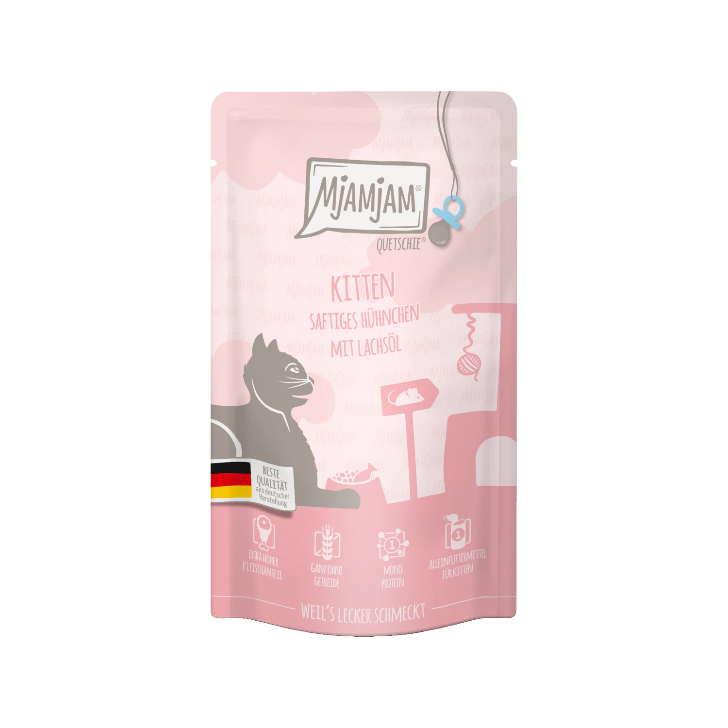 MjaMjaM Nassfutter - Quetschbeutel Kitten - Huhn - 125 g
