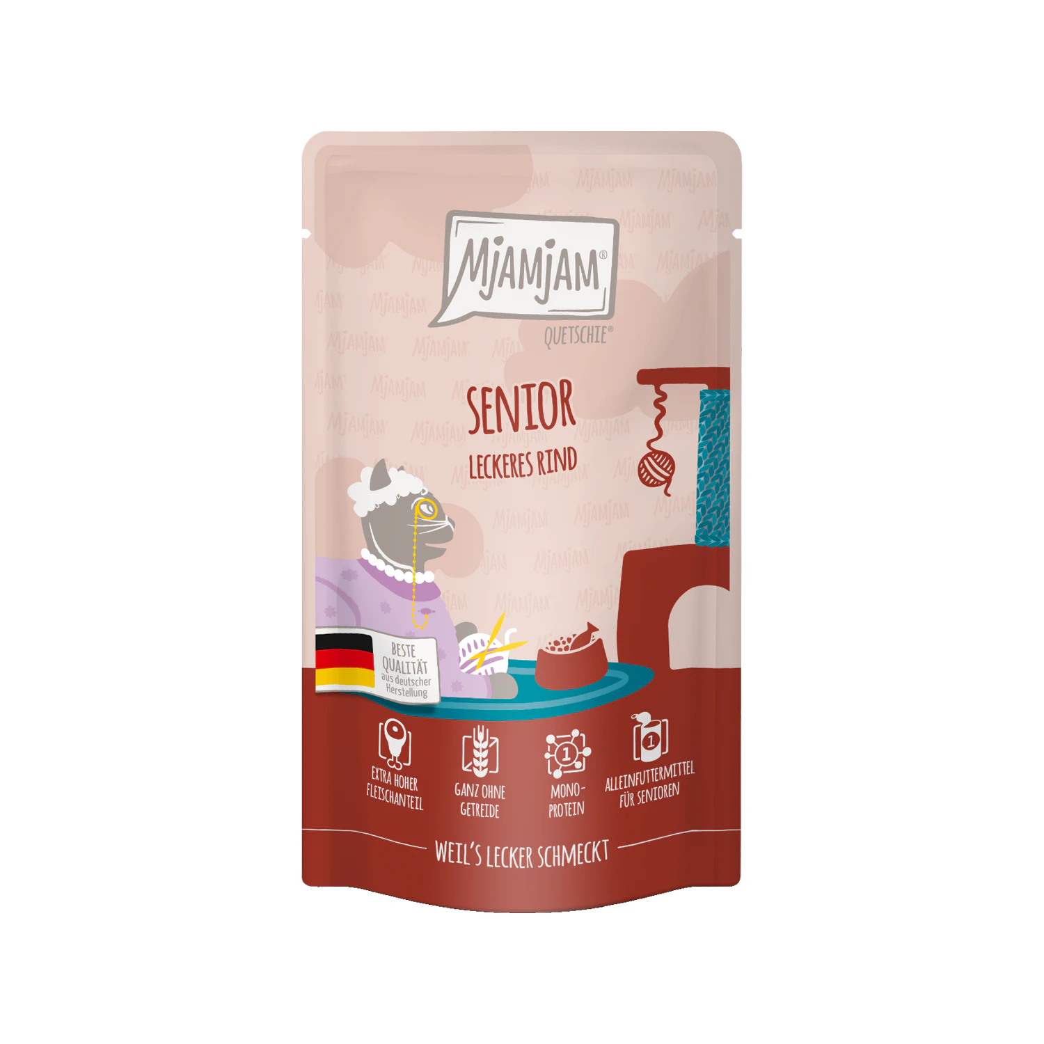 MjaMjaM Nassfutter - Quetschbeutel Senior Cat - Rind - 125 g