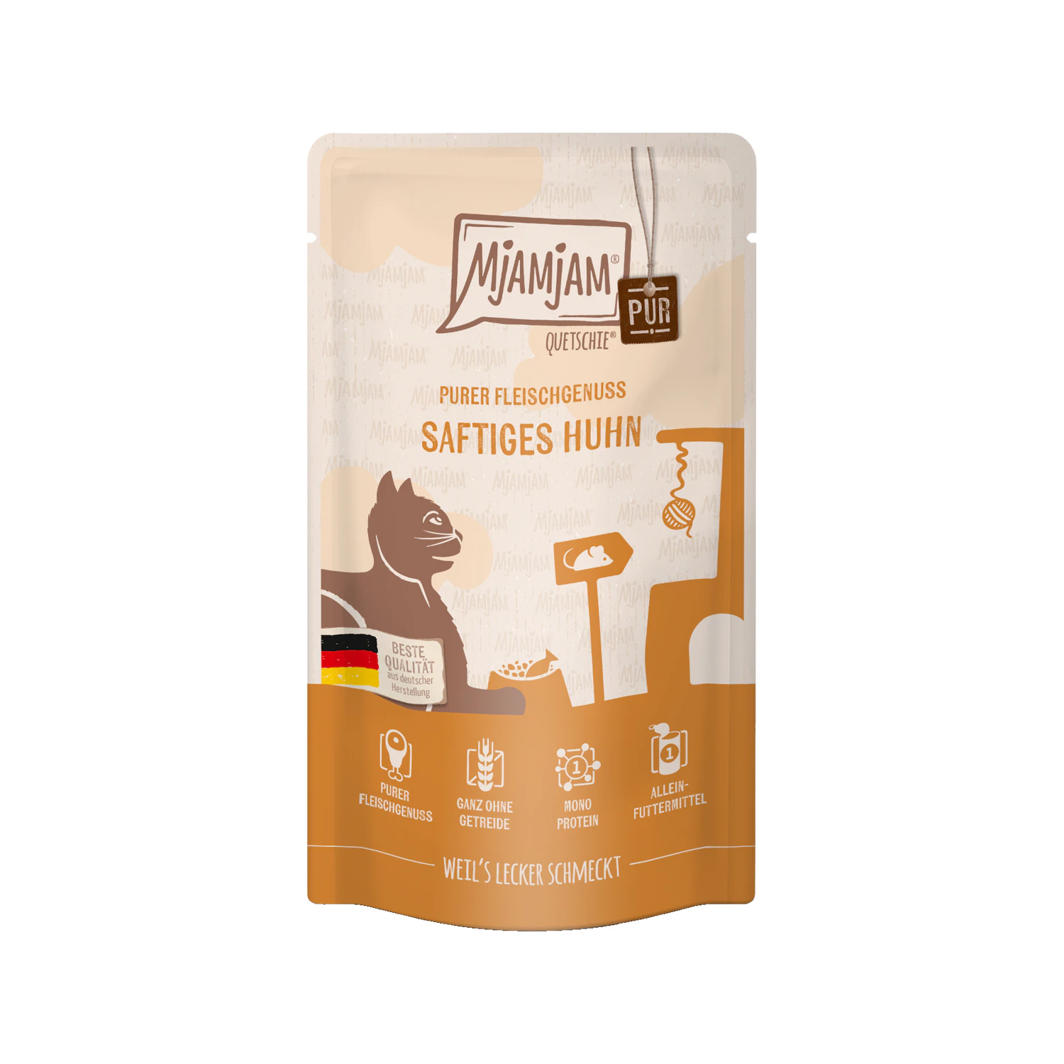 MjaMjaM Purer Fleischgenuss - Quetschbeutel Adult Cat - Huhn - 125 g