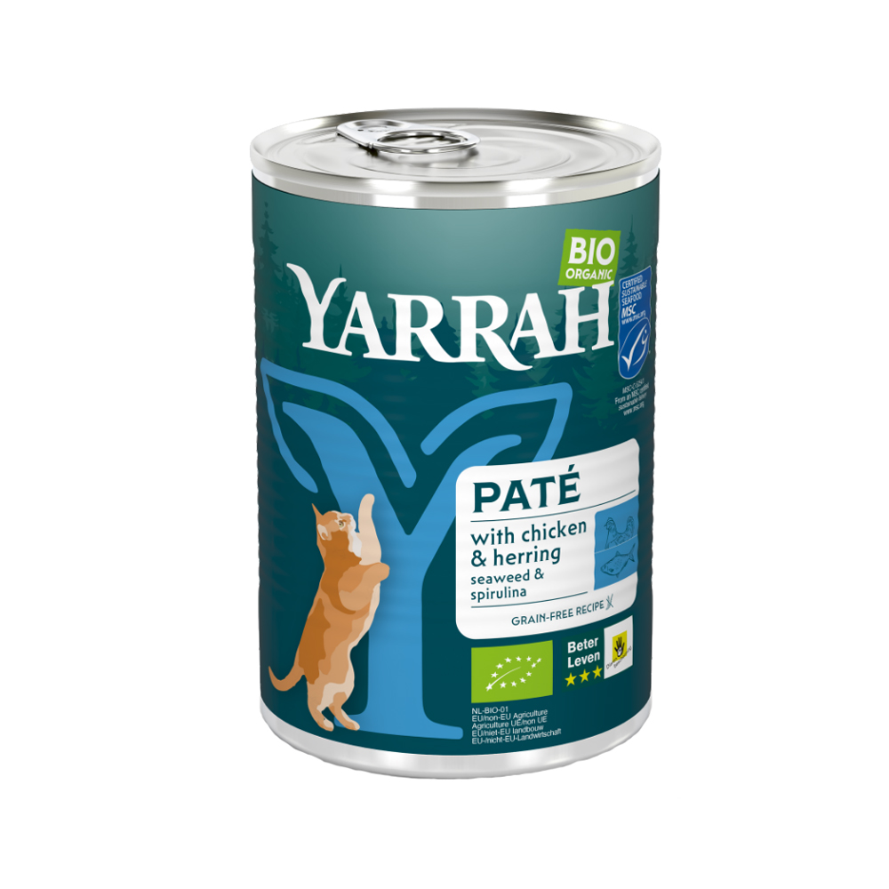 Yarrah Bio Paté Katzenfutter - Dosen - Huhn Mit Fish - 12 X 400 G