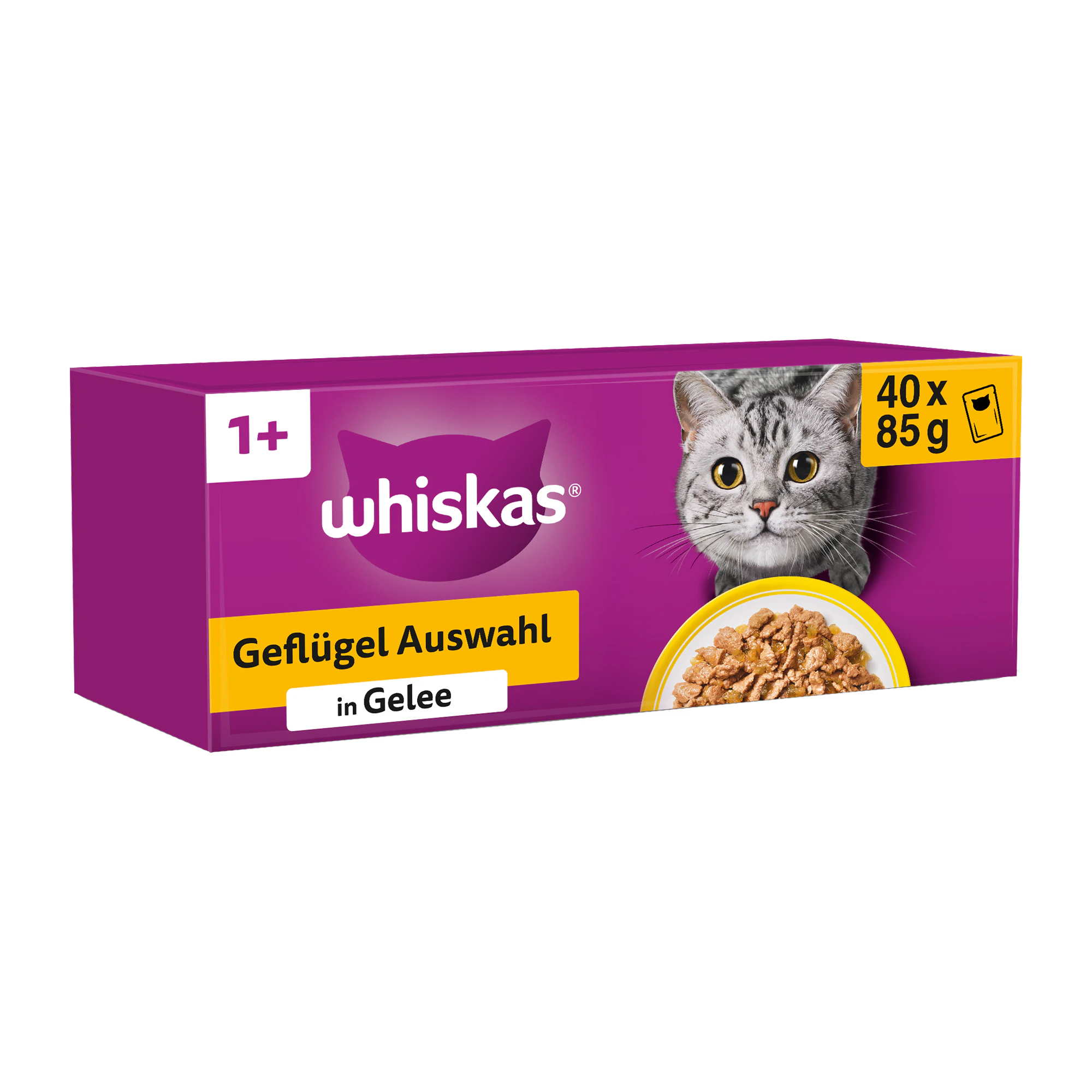 Whiskas 1+ Nassfutter - Geflügelauswahl in Gelee