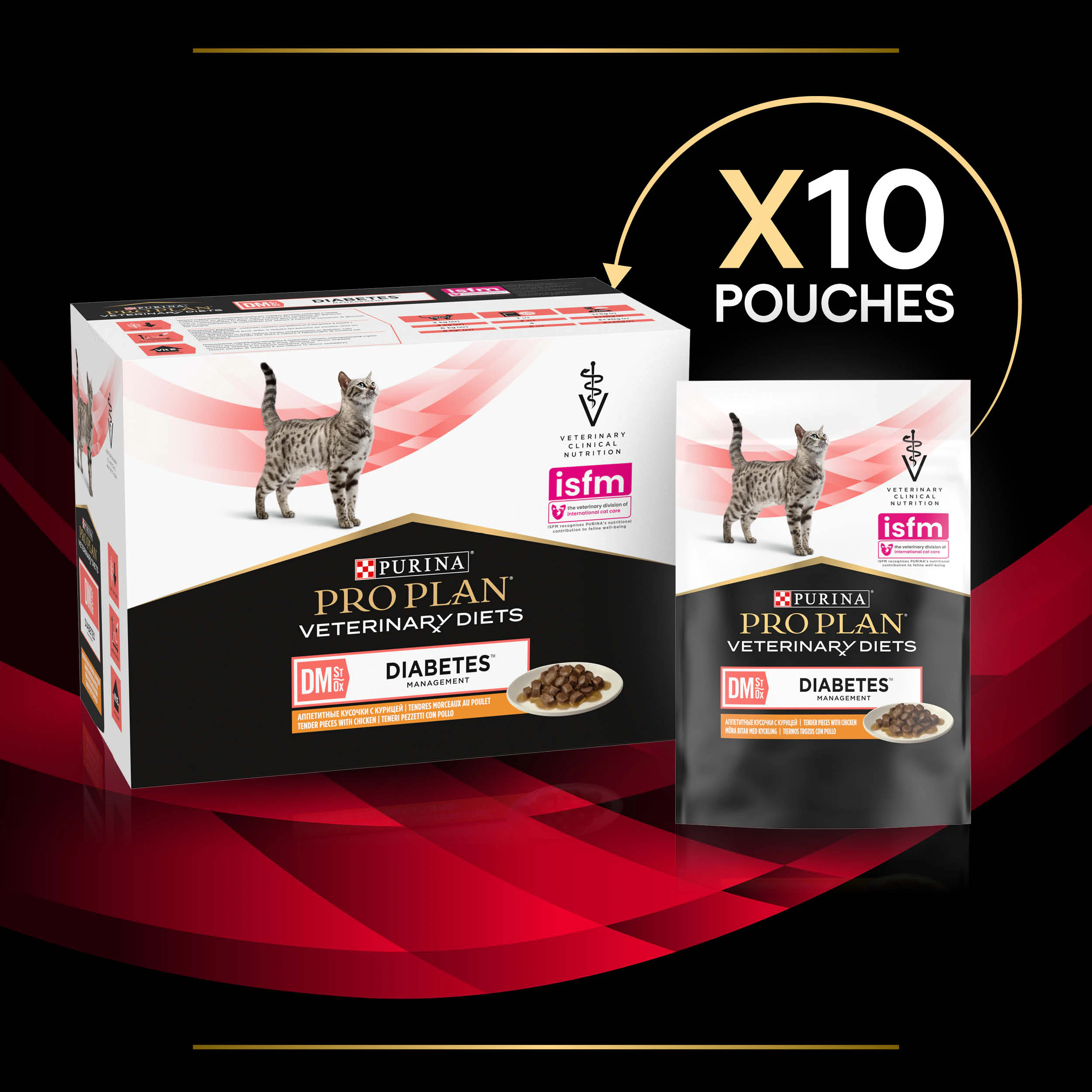 Purina Pro Plan Veterinary Diets DM Diabetes Management - Chat - Pouch Poulet