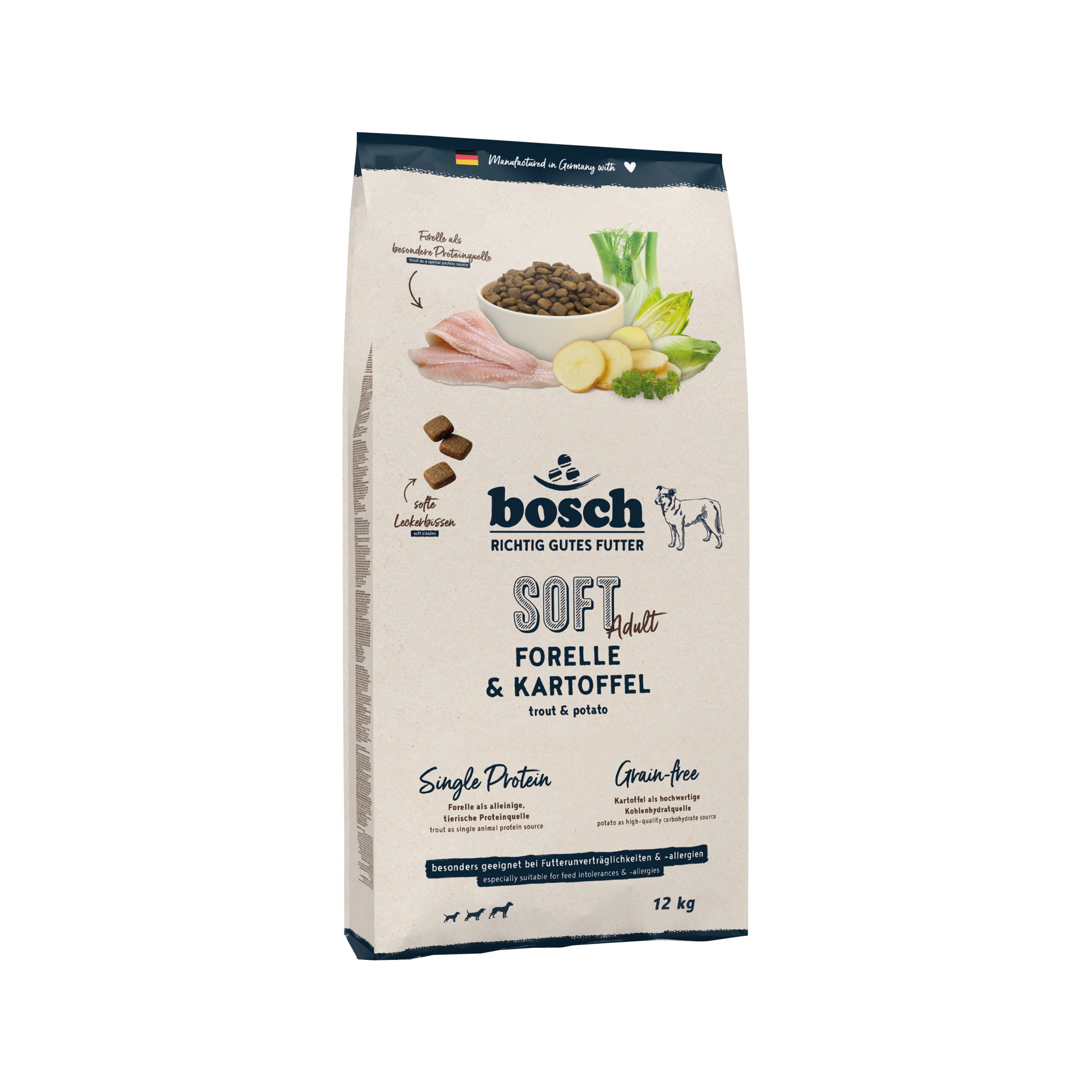Bosch Soft Adult hundefoder - Ørred & Kartoffel - 12 kg