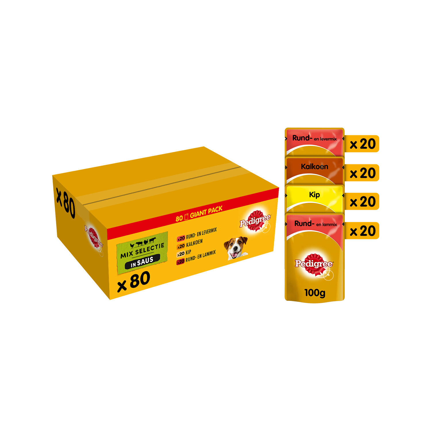 Pedigree Adult Mix Selection in Saucenmehlbeuteln - 80 x 100 Gramm