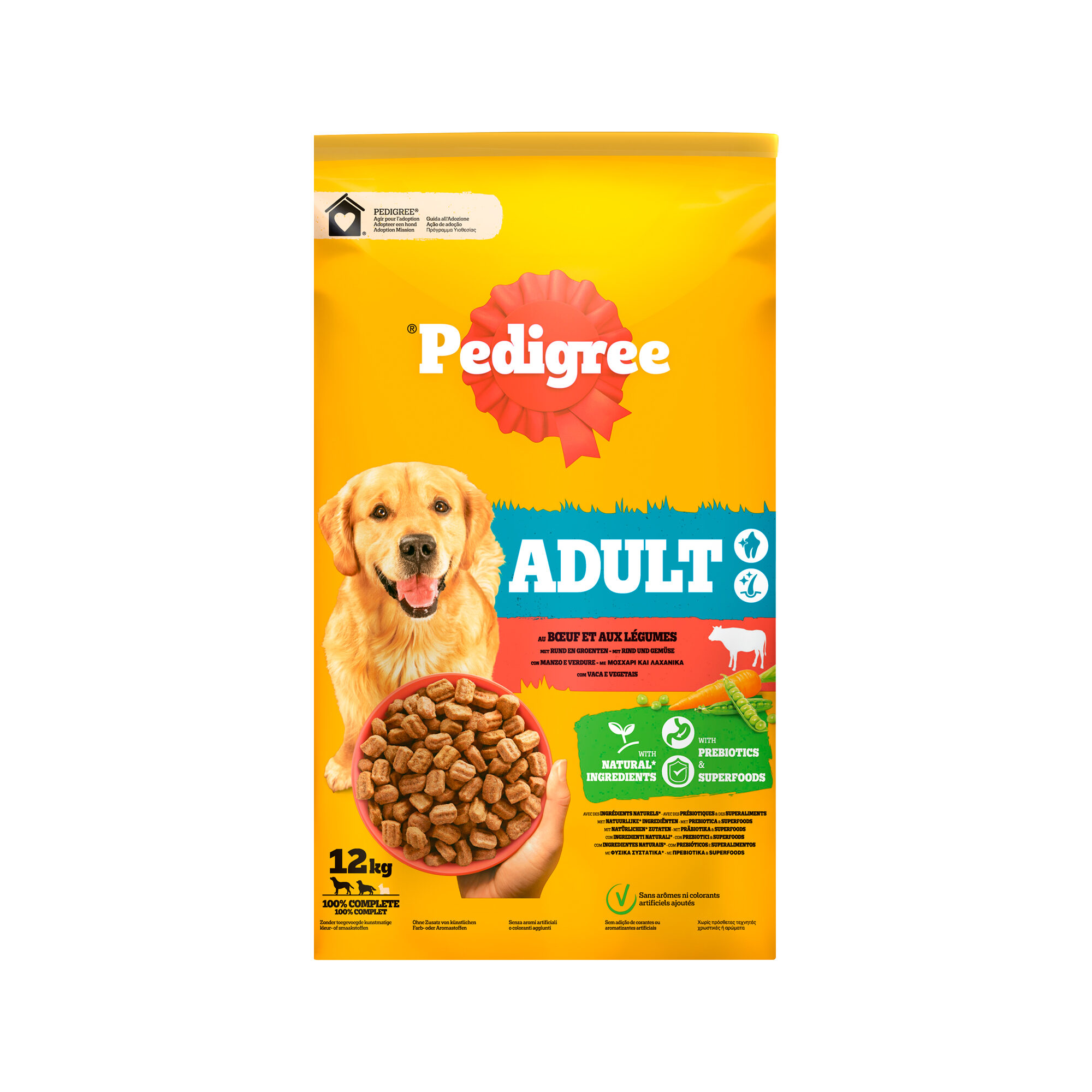 Pedigree Droog Adult - Hondenbrokken - Rund & Groenten - 12kg