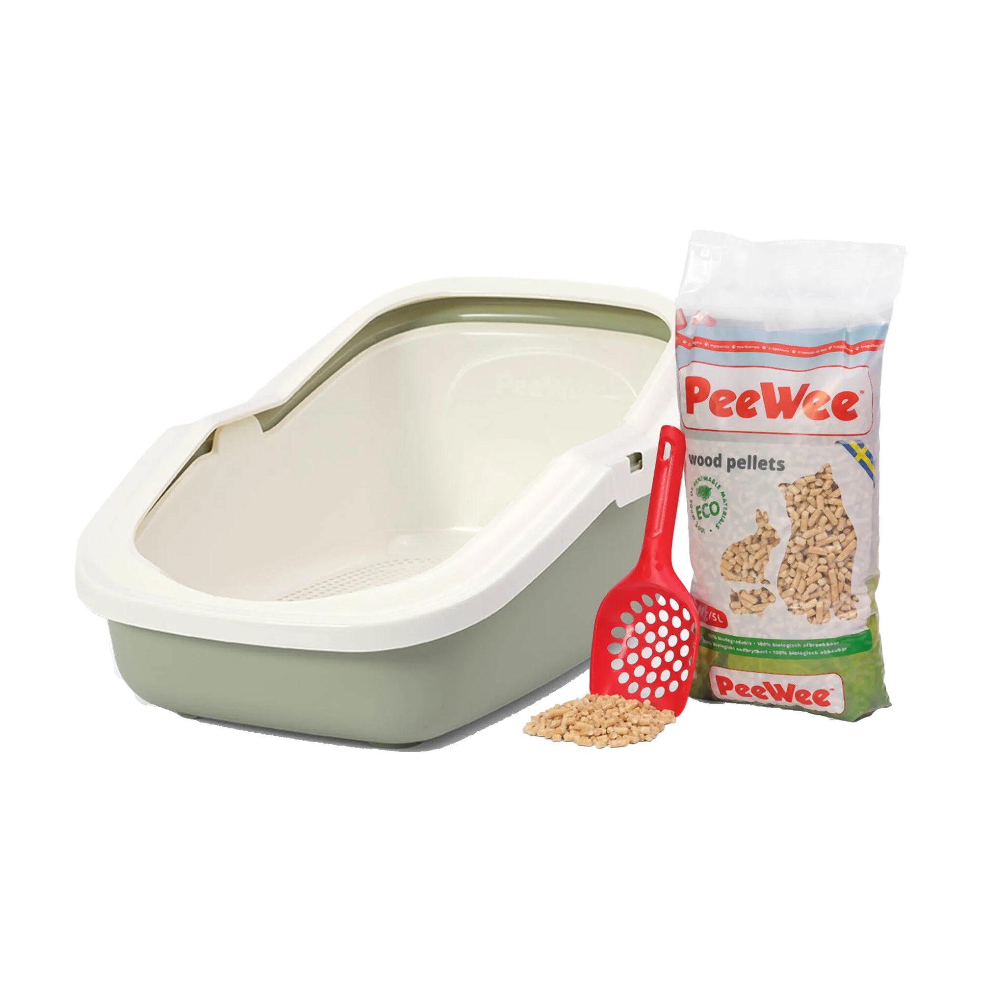 PeeWee EcoMinor - Lettiera per gatti - Kit iniziale Verde salvia/Crema