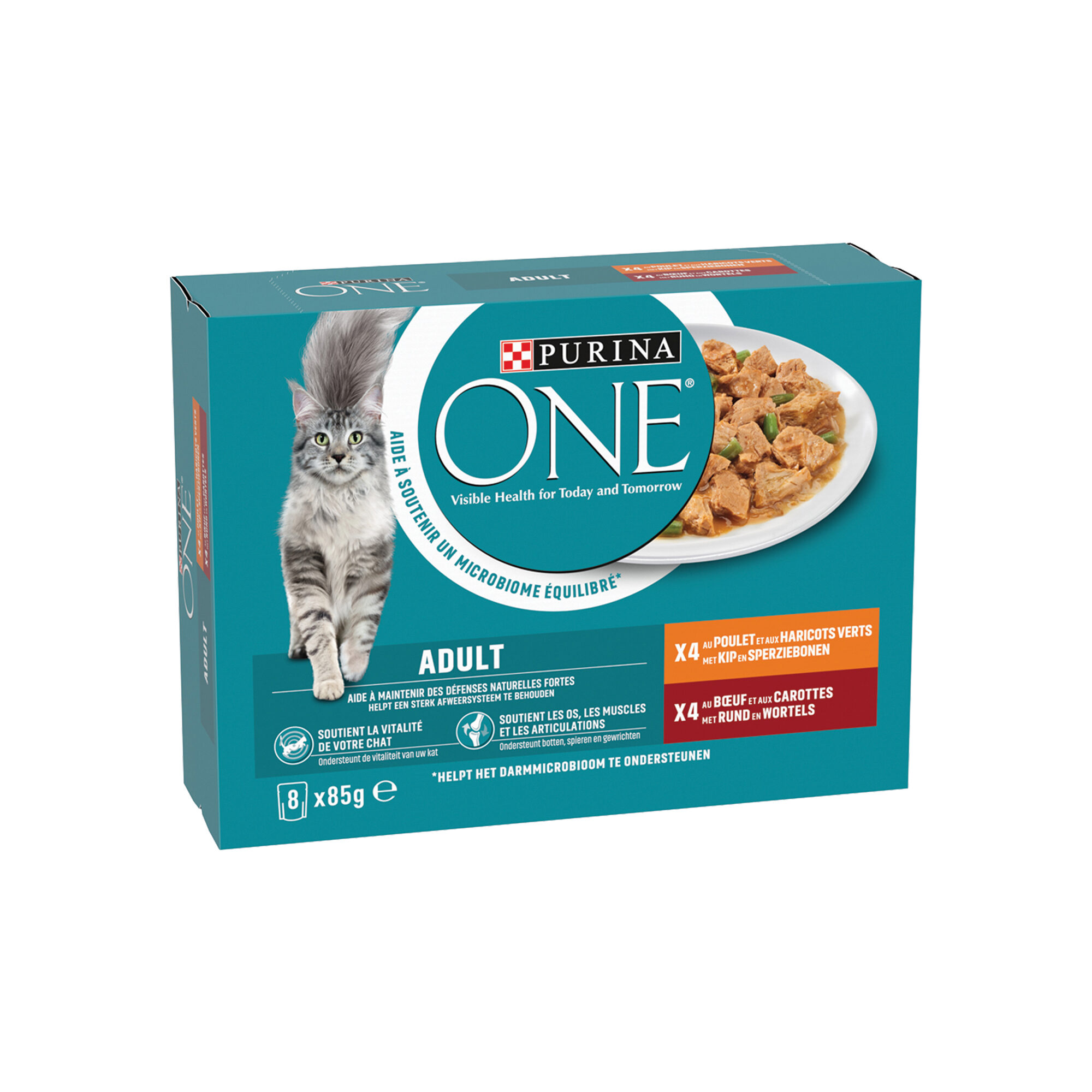 Purina ONE Adult Lanières tendres en sauce - Poulet/Boeuf - 8 x 85 g