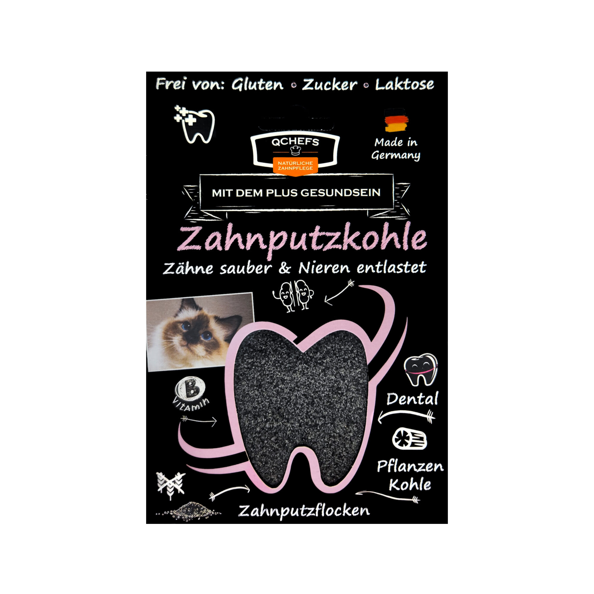 Qchefs Zahnputzkohle Katze