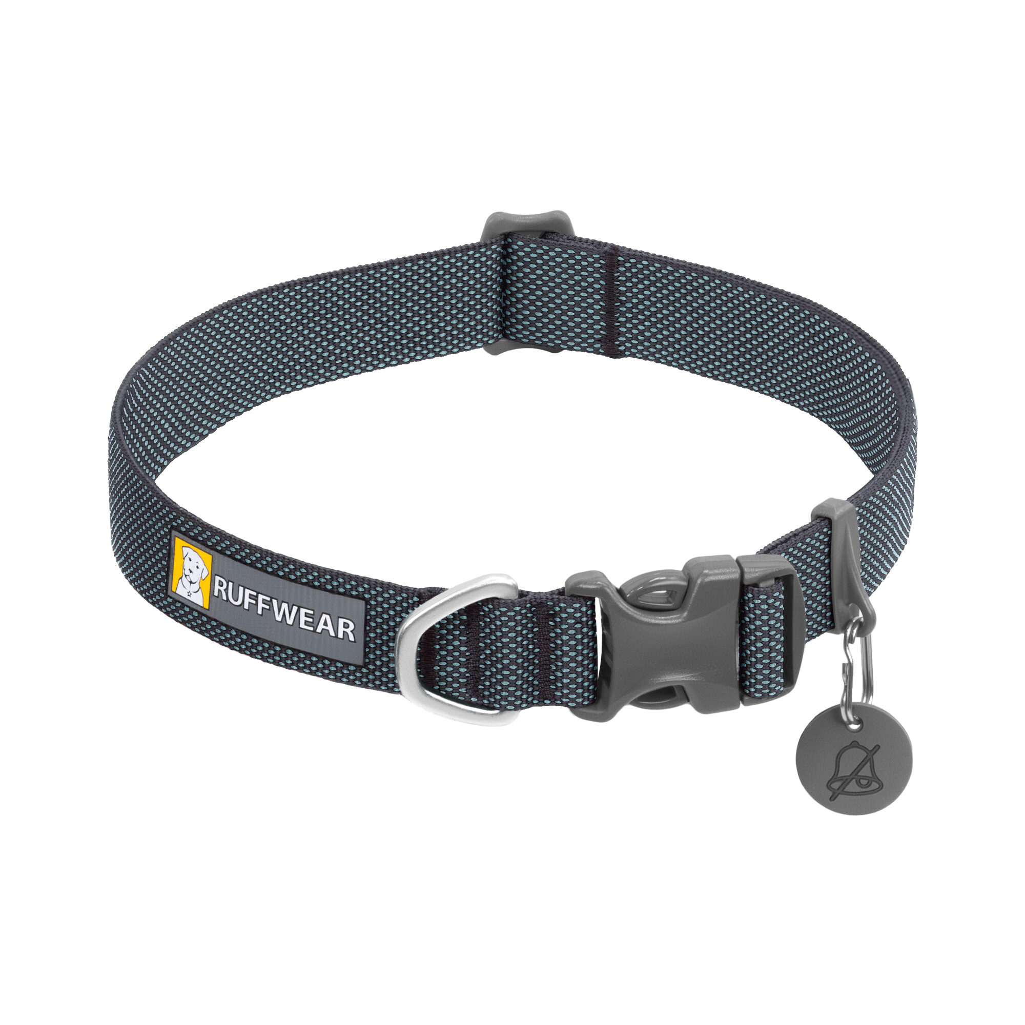 Ruffwear, Web Reaction hondenhalsband, ontsnappingsbestendige veiligheidsgesp, verstelbare anti-slip martingaalhalsband met duurzame nylon tubelok-singels en stille ID-bevestiging, basaltgrijs, 43
