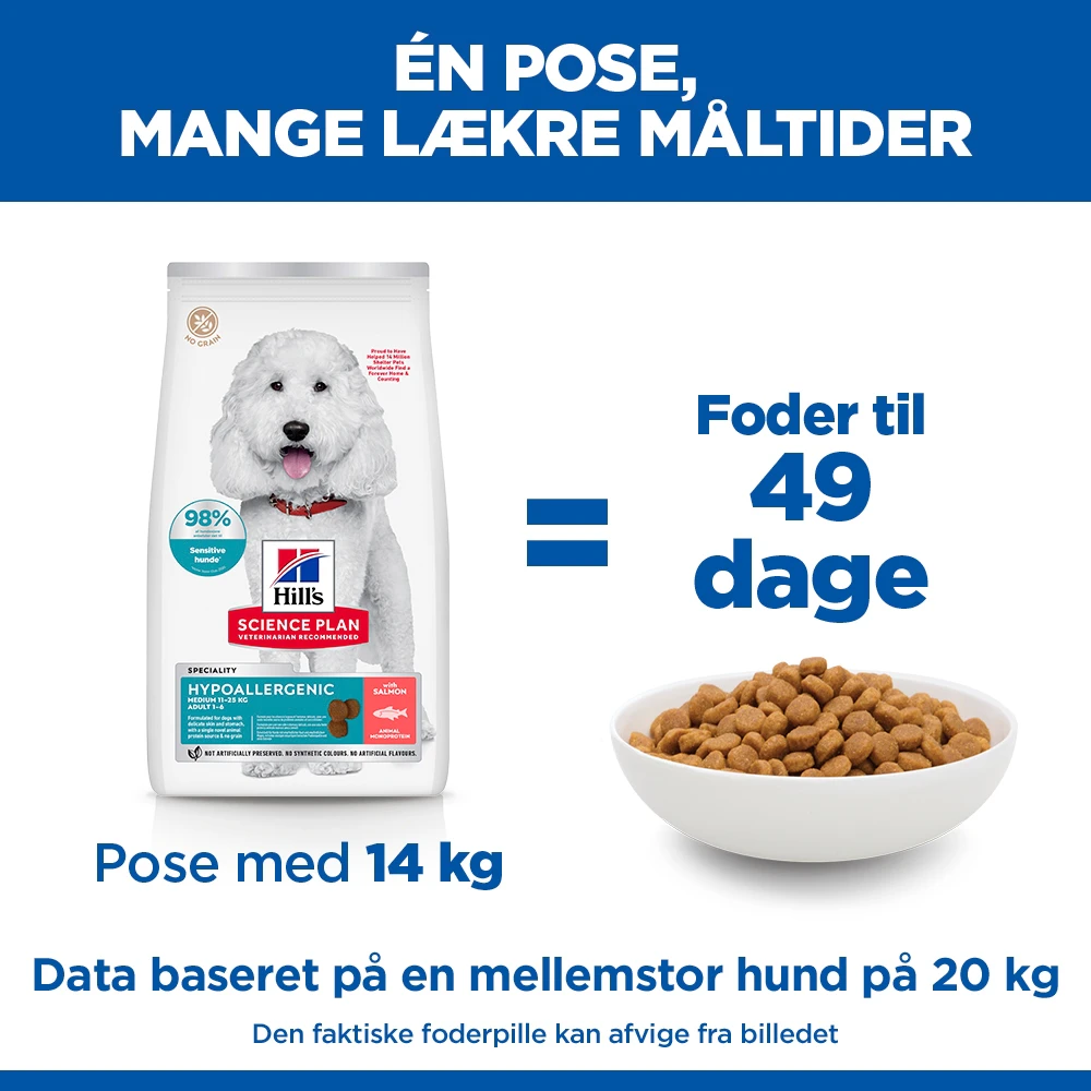 Hill's Science Plan Hypoallergenic Adult Medium Hundefoder - Laks