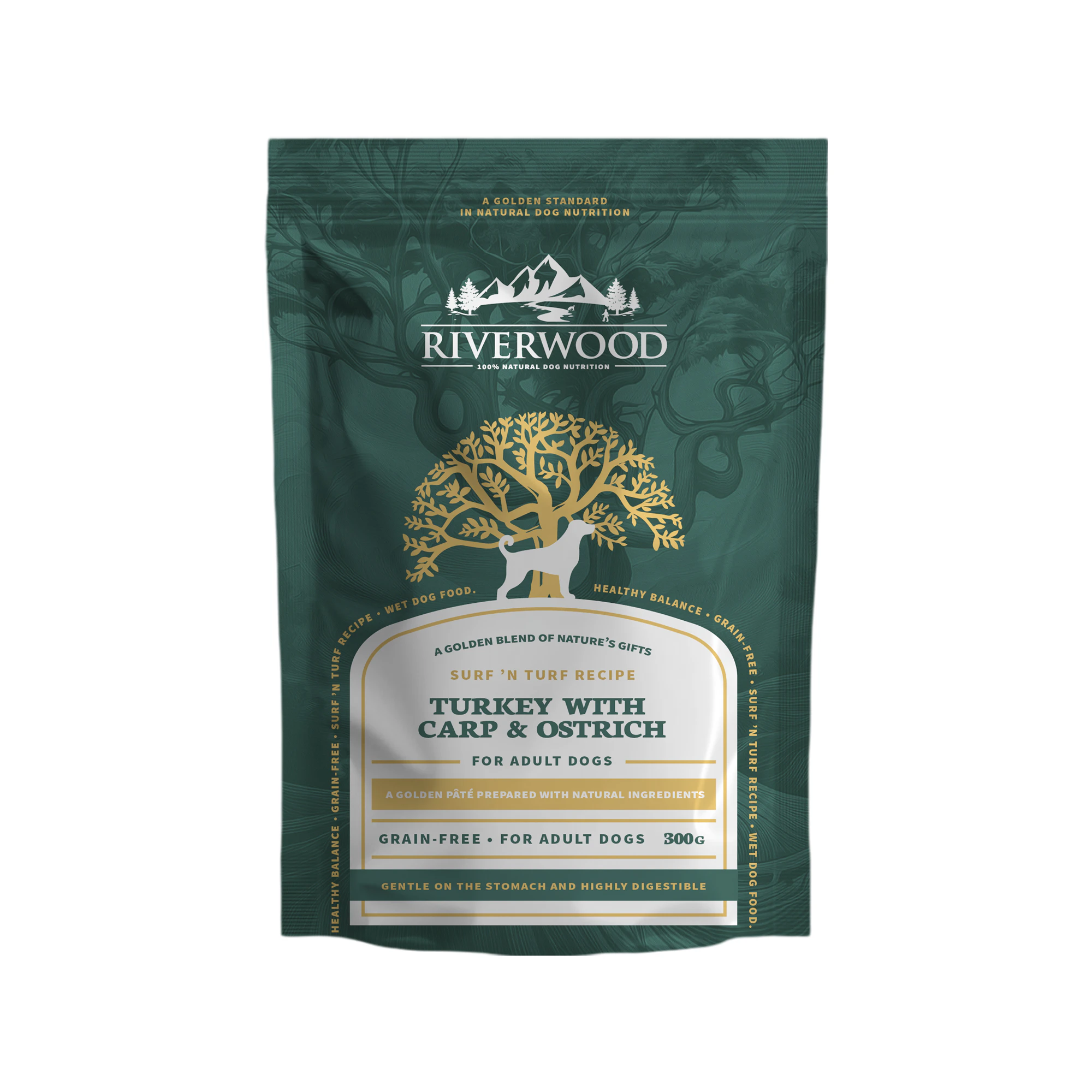 Riverwood Surf 'n Turf Adult Dog - Turkey with Ostrich & Carp - 12 x 300 g