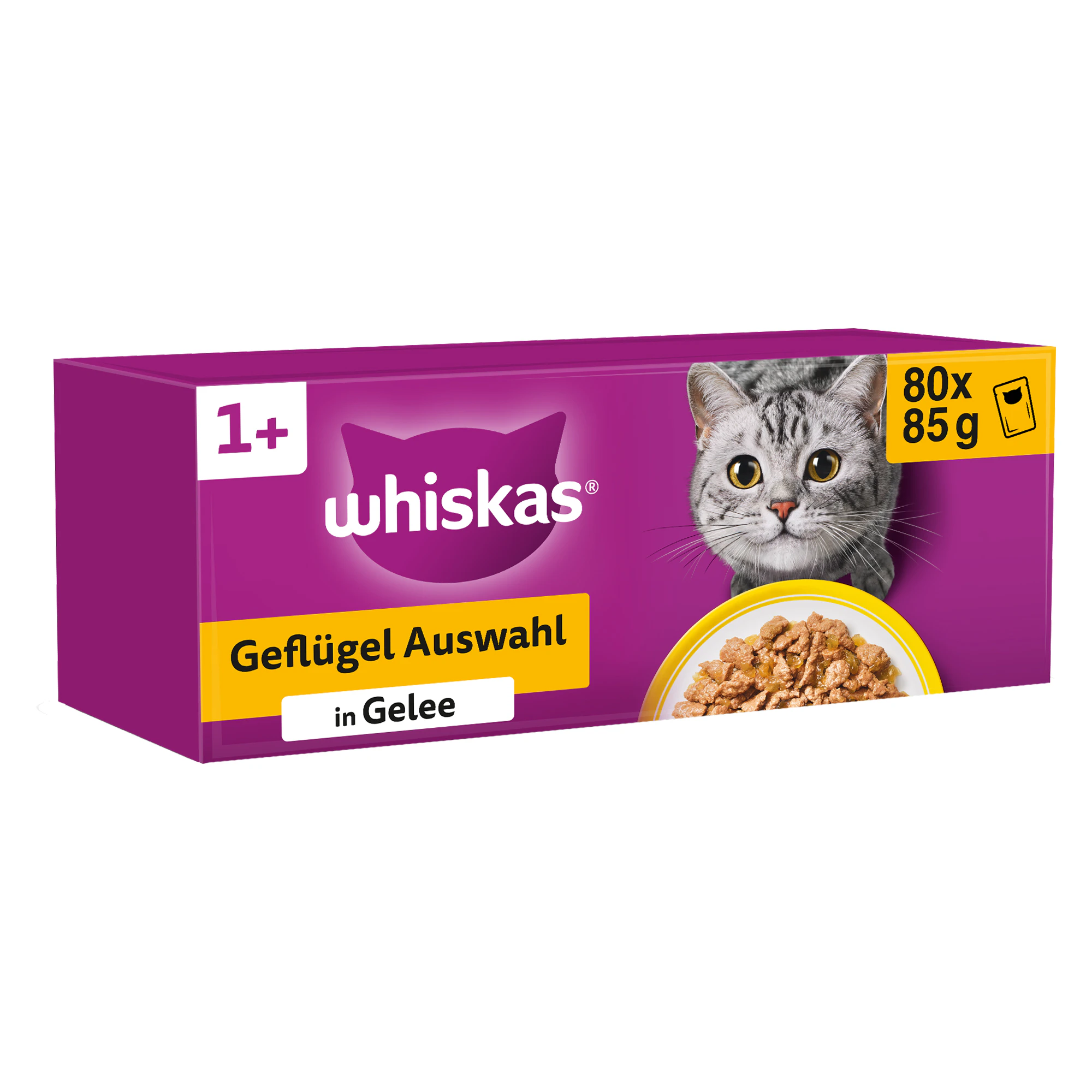 Whiskas 1+ Geflügel Auswahl im Gelee – 80 x 85 g