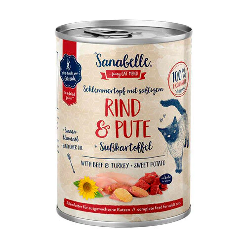 Sanabelle Natvoeding met Rund en Kalkoen - 6 x 380 g