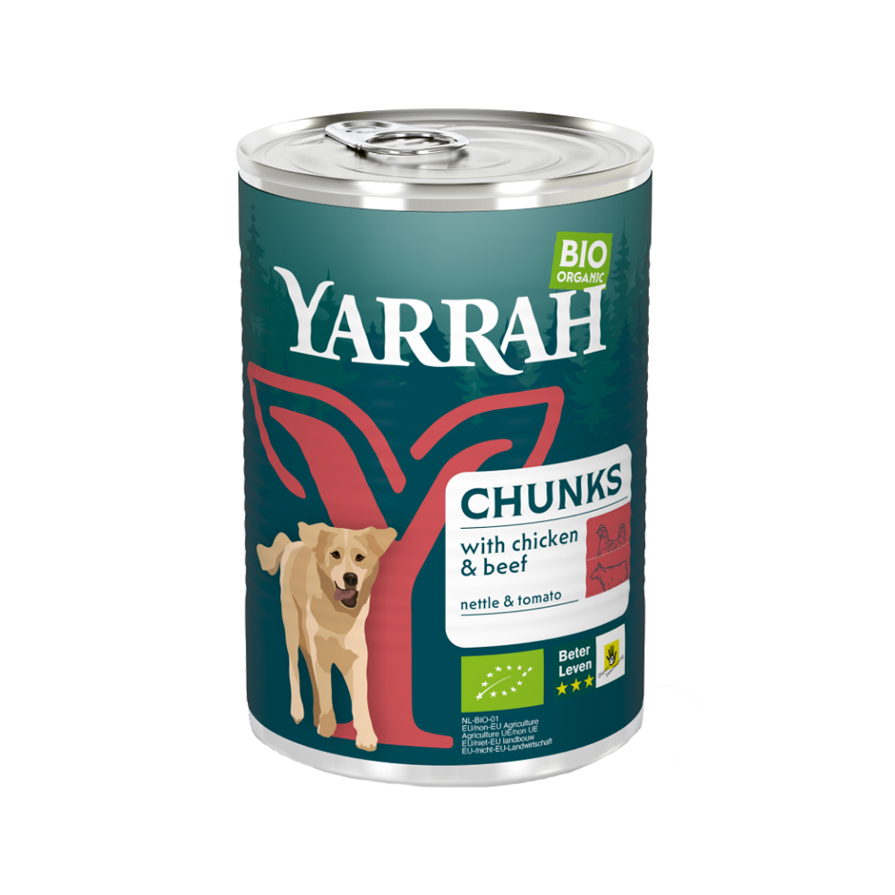 Yarrah - Natvoer Hond Blik Chunks met Rund Bio