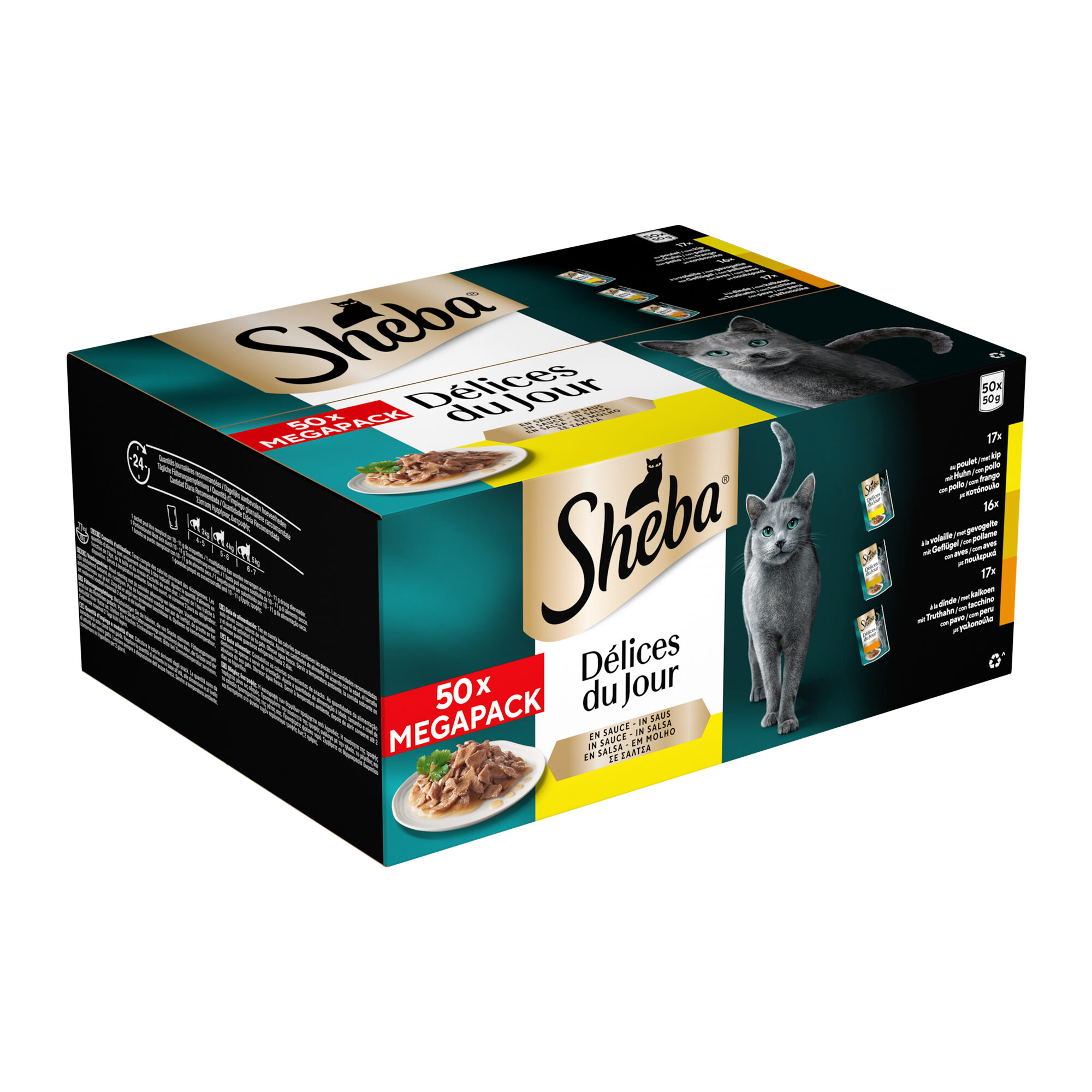 Sheba Delices du Jour - Geflügel - Mega Pack - 50 x 50 g