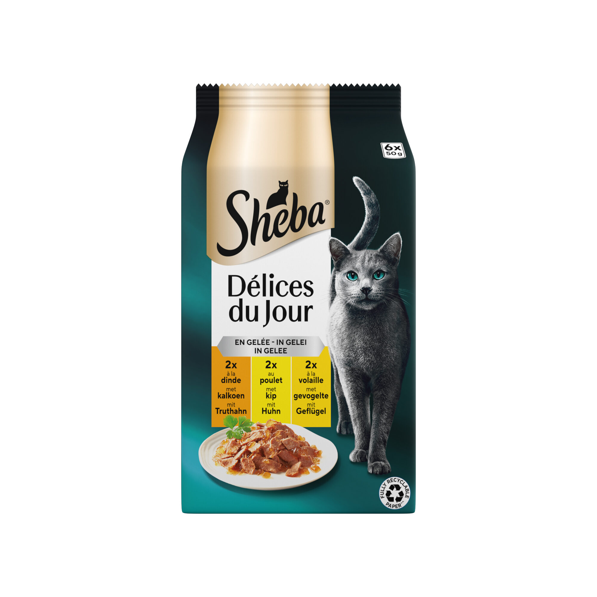 Sheba Délices du Jour in Gelee - Truthahn, Huhn und Geflügel