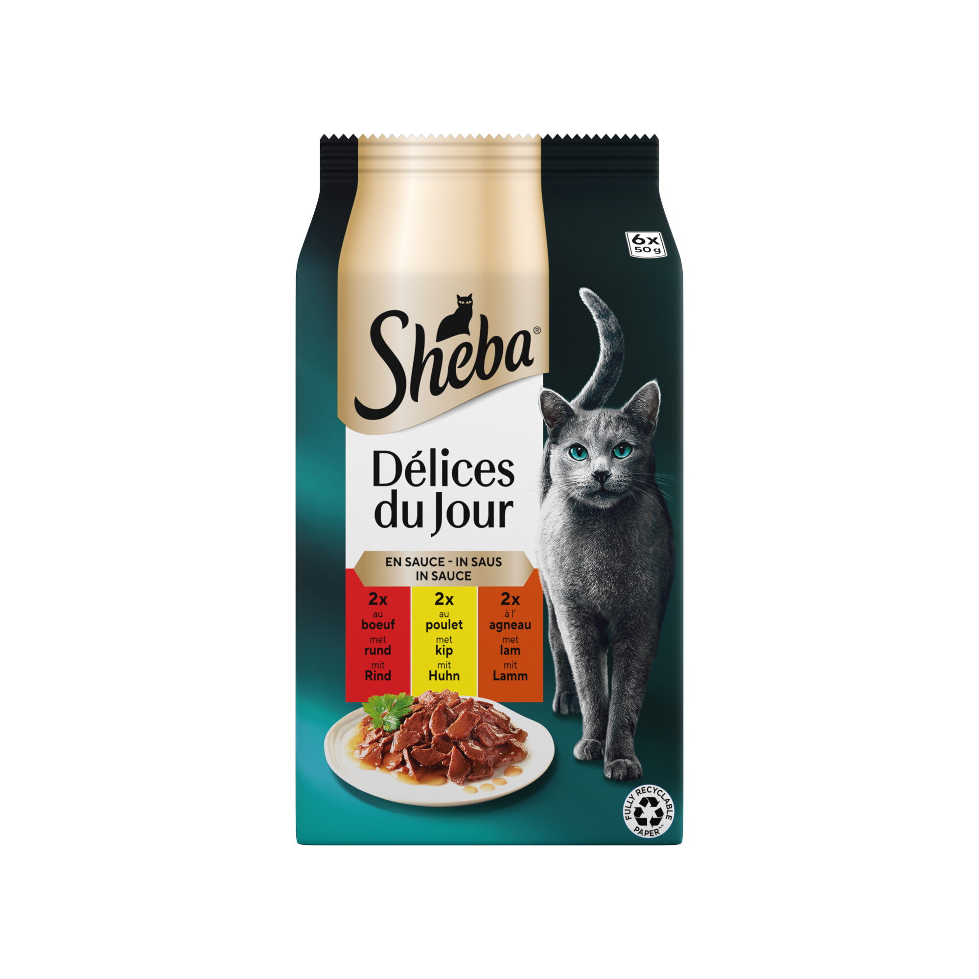 Sheba Délices du Jour in Sauce - Rind, Huhn und Lamm