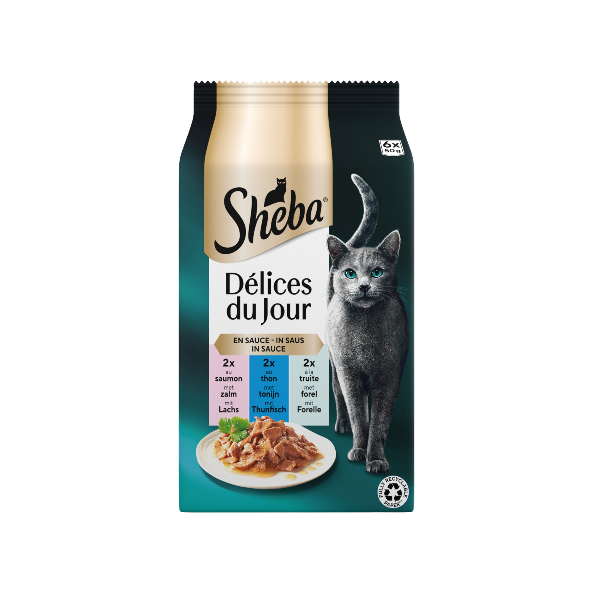Sheba Délices du Jour in Sauce - Lachs, Thunfisch und Forelle