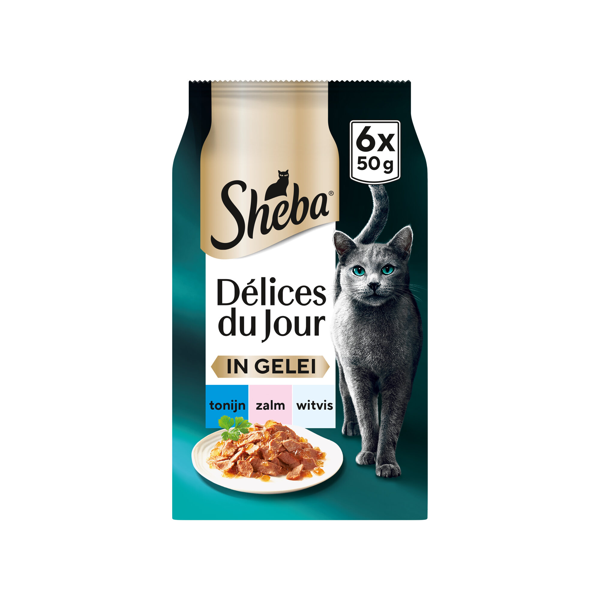 Sheba Délices du Jour i Gelé - Tun, Laks og Hvidfisk