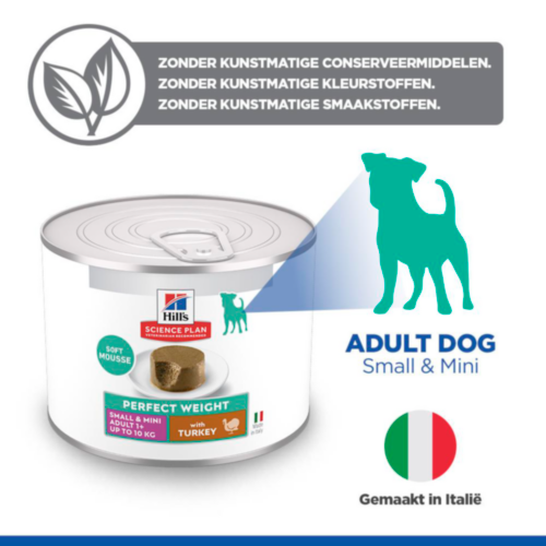 Hill's Science Plan Small & Mini - Perfect Weight Adult - Kalkoen - Blik