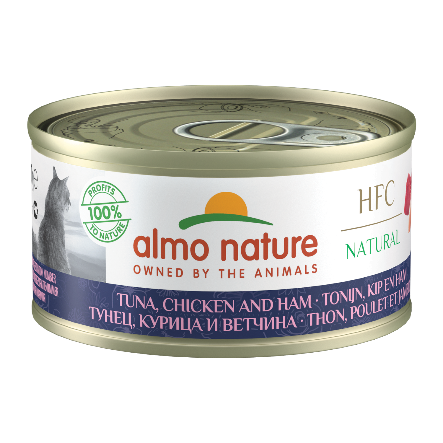 Almo Nature HFC 70 Kattenvoer - Blik - Tonijn, Kip en Ham