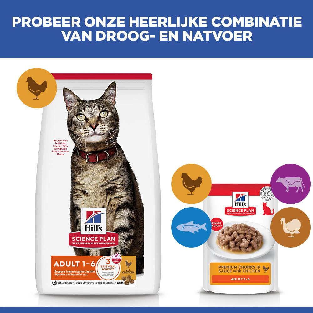 Hill's Science Plan - Feline Adult - Chicken/Poultry - Maaltijdzakje