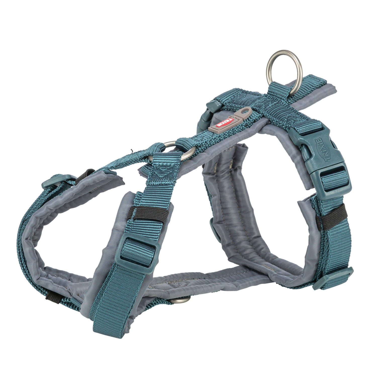 Trixie Hondentuig Premium Trekking Petrol Blauw/ Grafiet Grijs Hondenhalsband Hondenriem Nylon 44-53x2 cm