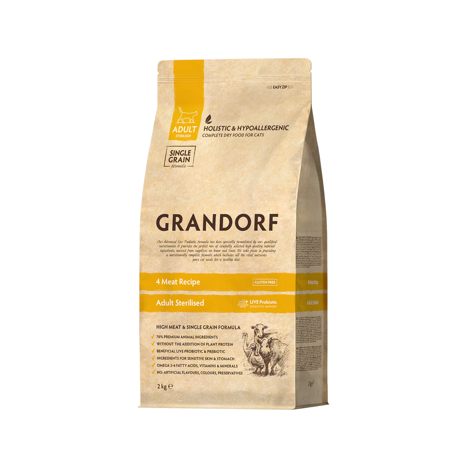 Grandorf Sterilised Adult - 4 Meat - Cibo per gatti